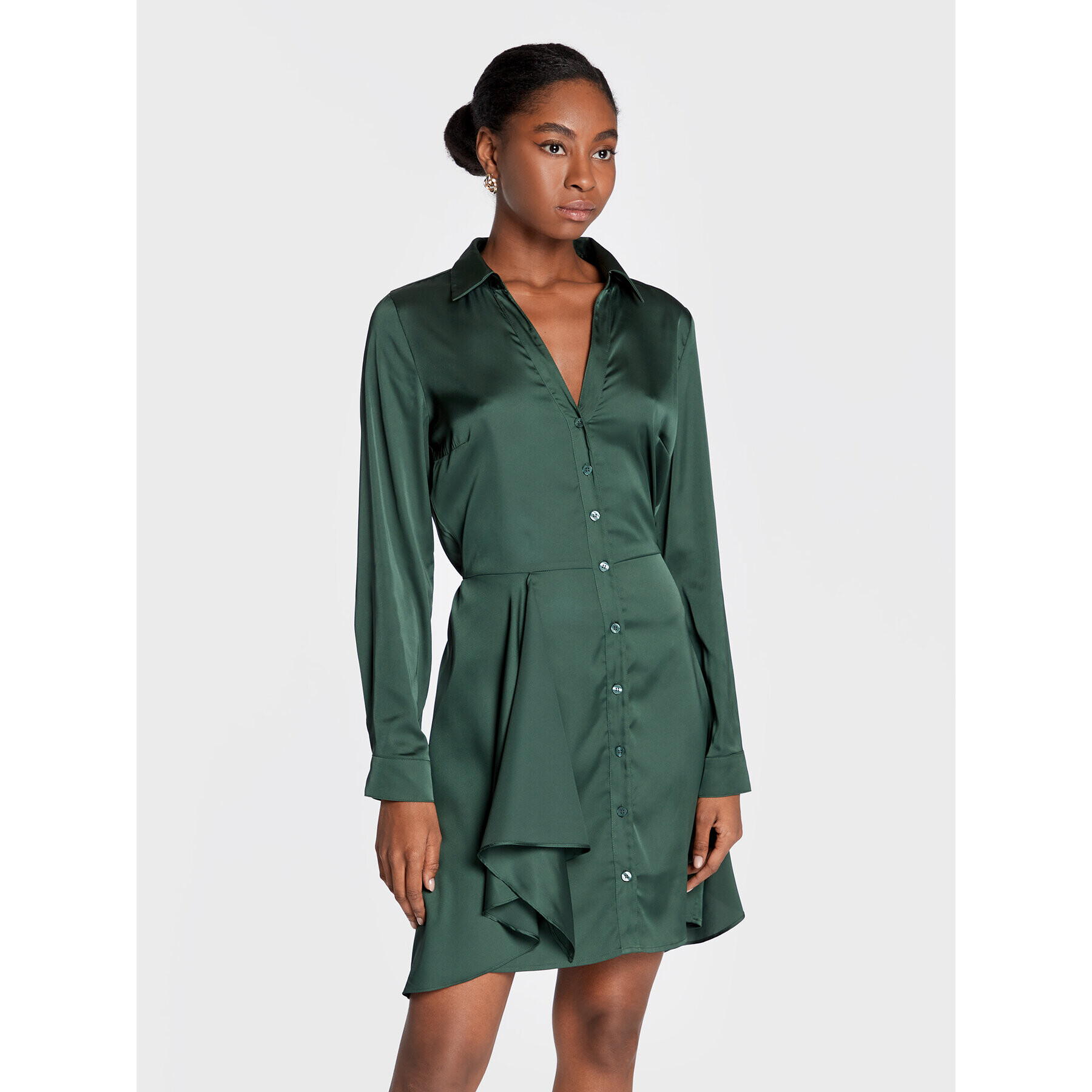 Guess Rochie tip cămașă W2BK83 WF1T2 Verde Regular Fit - Pled.ro