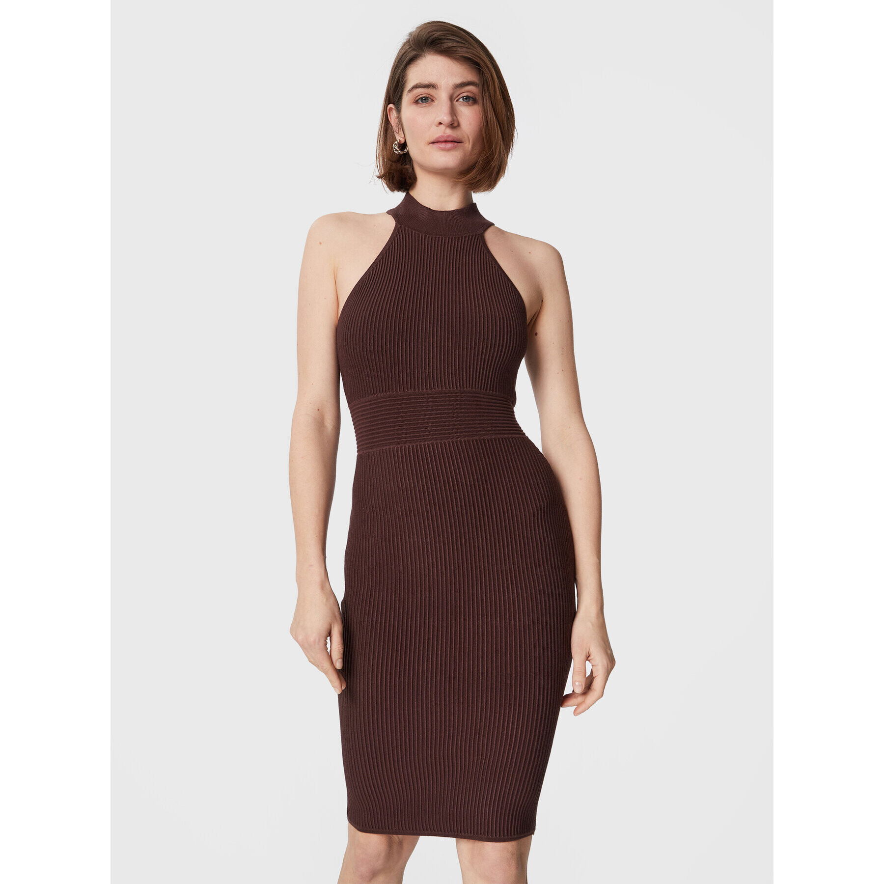 Guess Rochie tricotată Janice W3RK28 Z2YJ2 Maro Slim Fit - Pled.ro