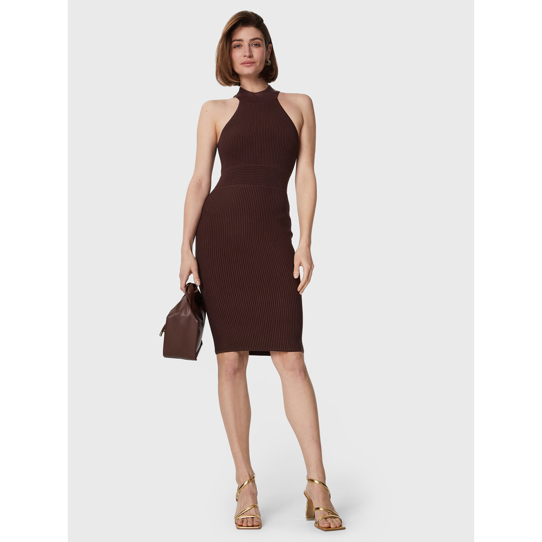 Guess Rochie tricotată Janice W3RK28 Z2YJ2 Maro Slim Fit - Pled.ro