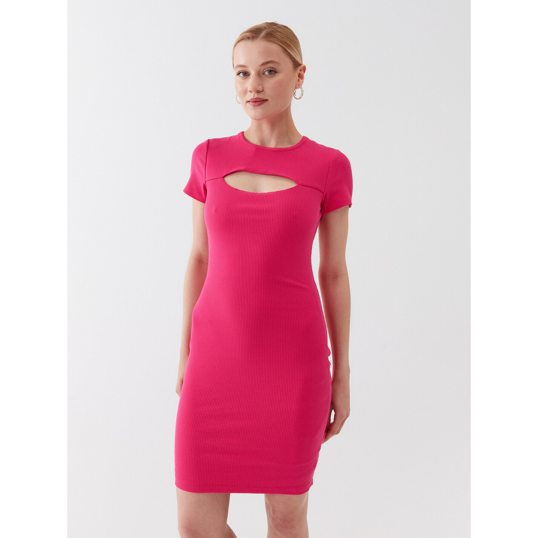 Guess Rochie tricotată Lana WBYK95 KB9E2 Roz Slim Fit - Pled.ro