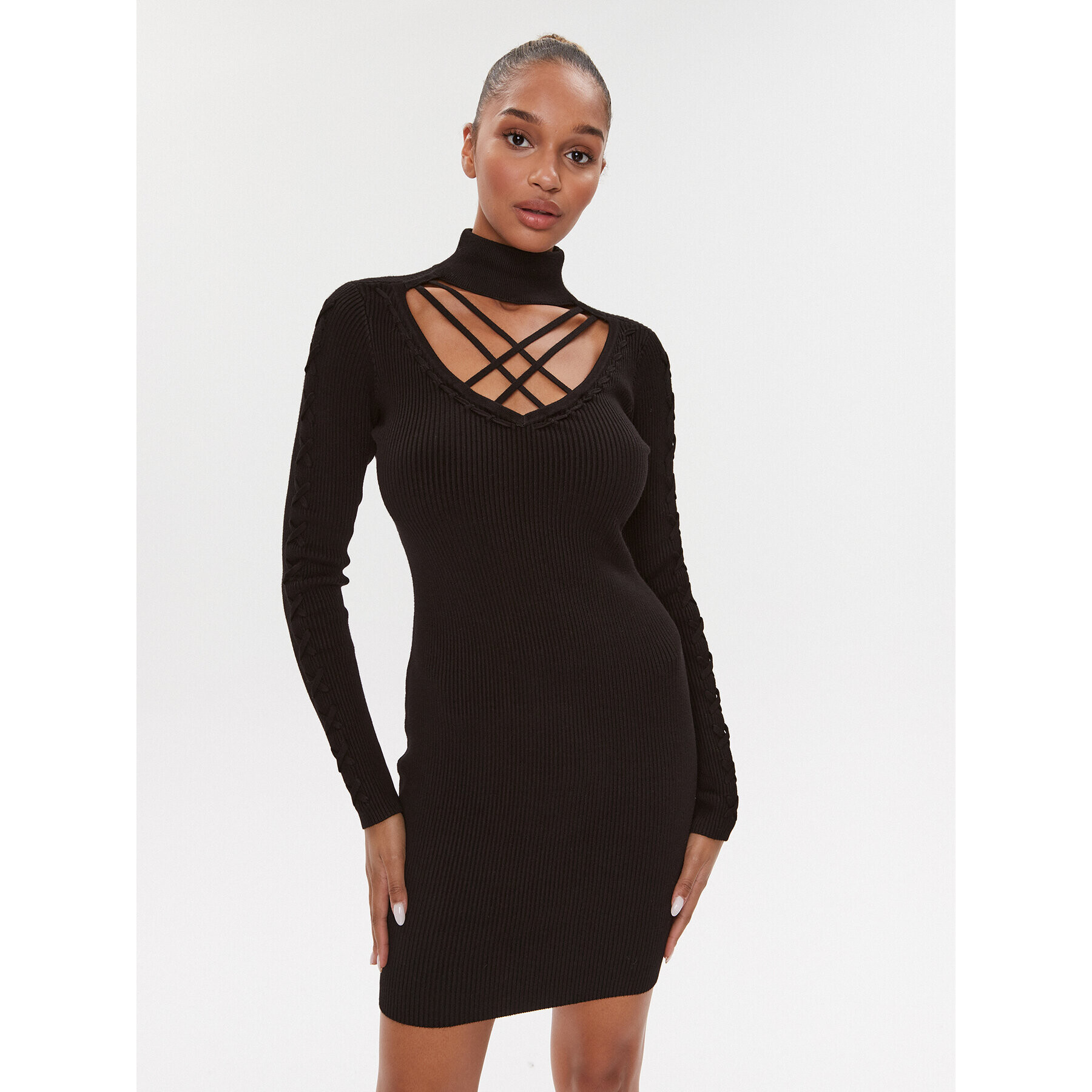 Guess Rochie tricotată W3BK0W Z2YJ2 Negru Slim Fit - Pled.ro