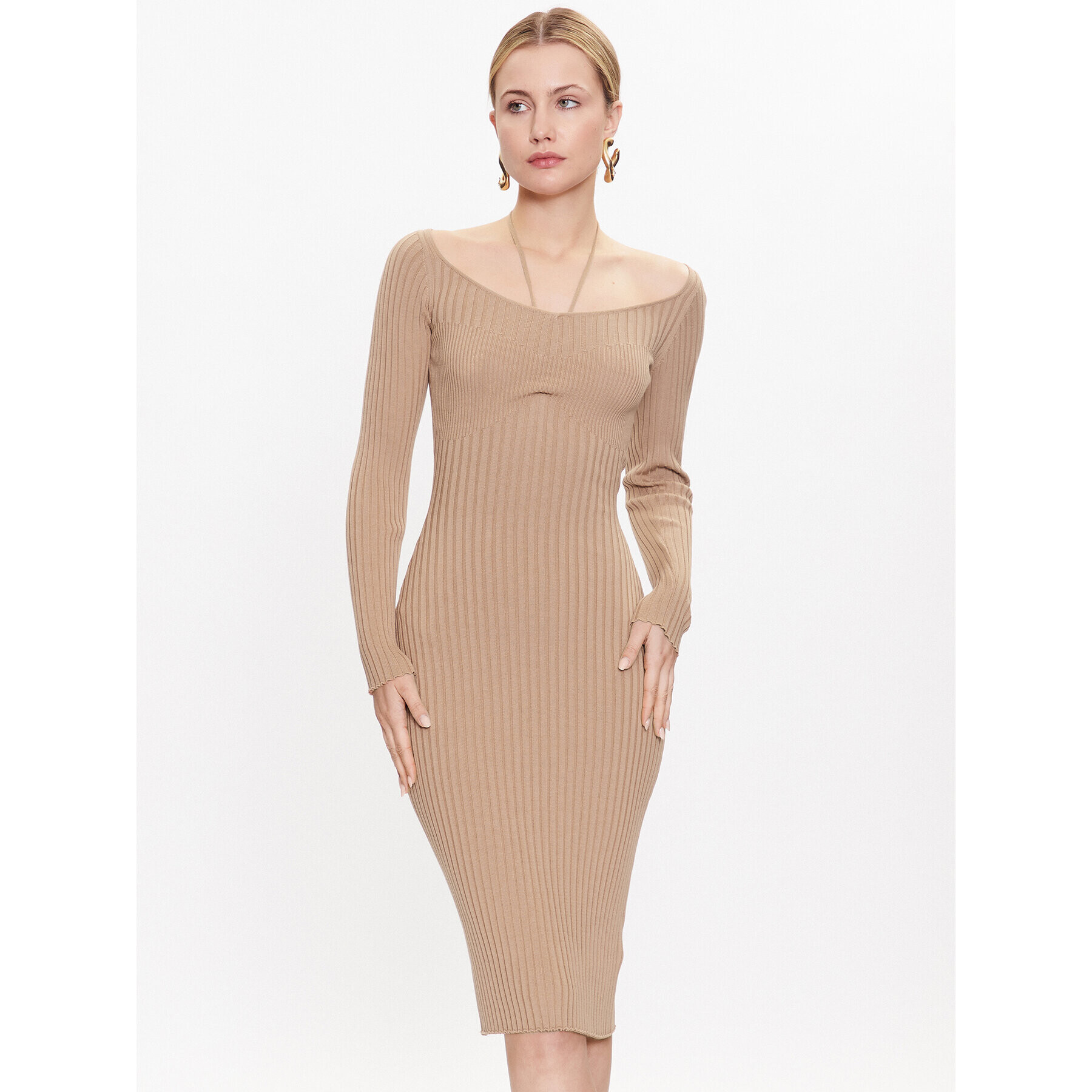 Guess Rochie tricotată W3RK35 Z30L1 Bej Slim Fit - Pled.ro