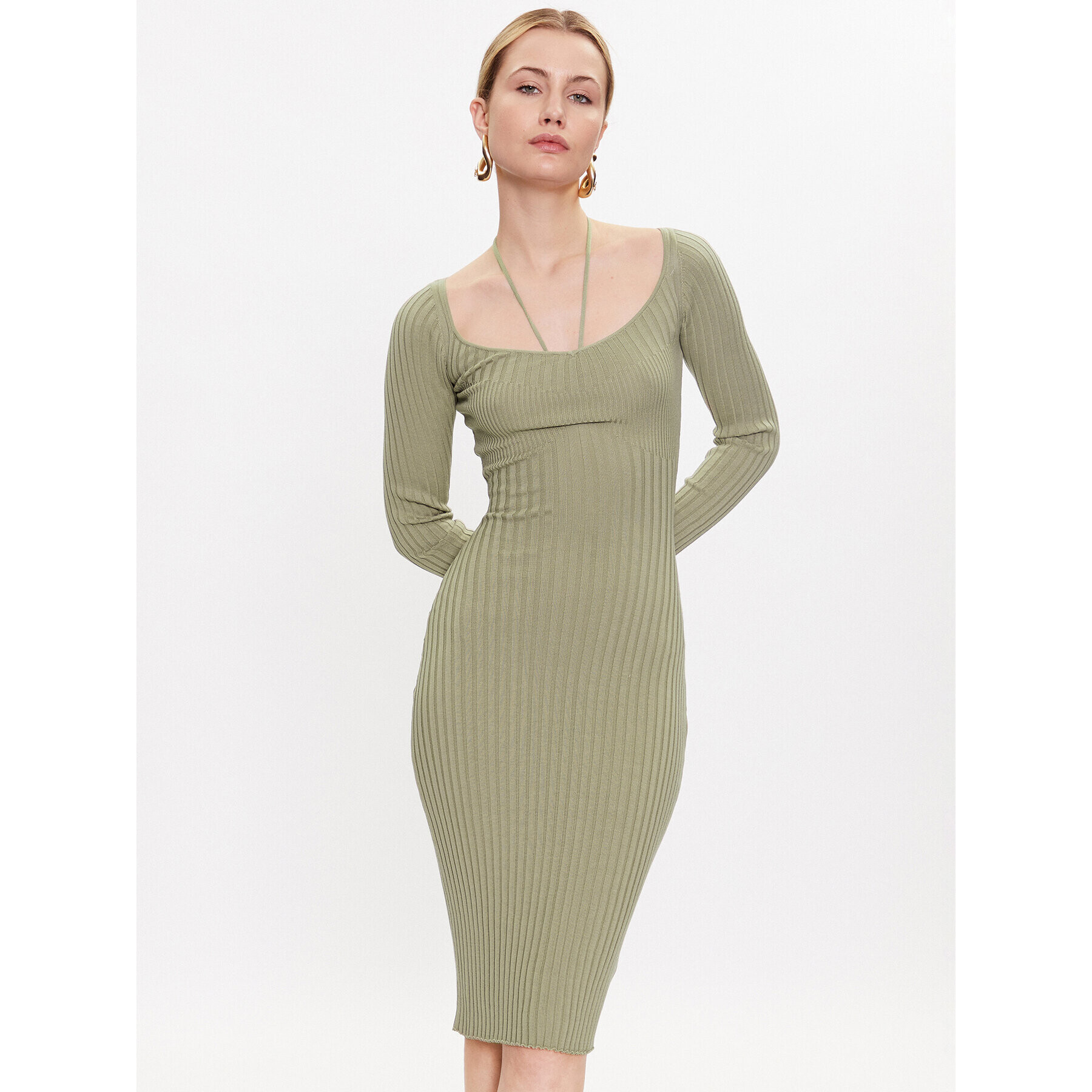 Guess Rochie tricotată W3RK35 Z30L1 Verde Slim Fit - Pled.ro