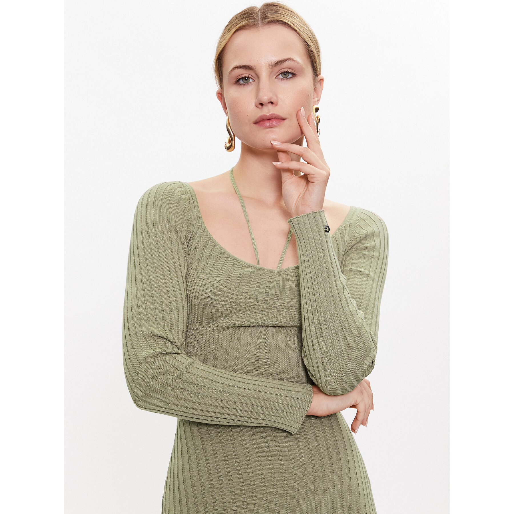 Guess Rochie tricotată W3RK35 Z30L1 Verde Slim Fit - Pled.ro