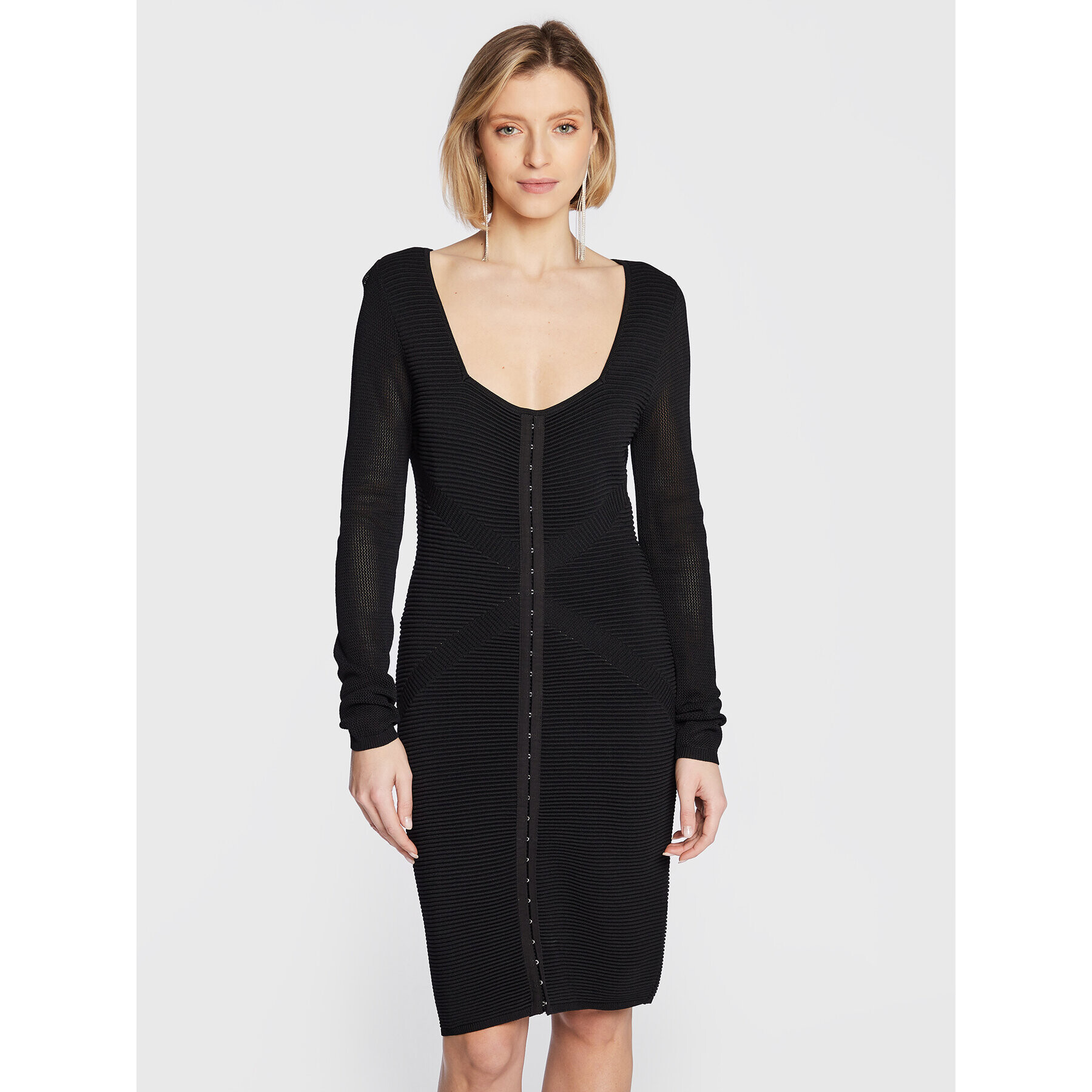 Guess Rochie tricotată W3RK37 Z33Y0 Negru Slim Fit - Pled.ro