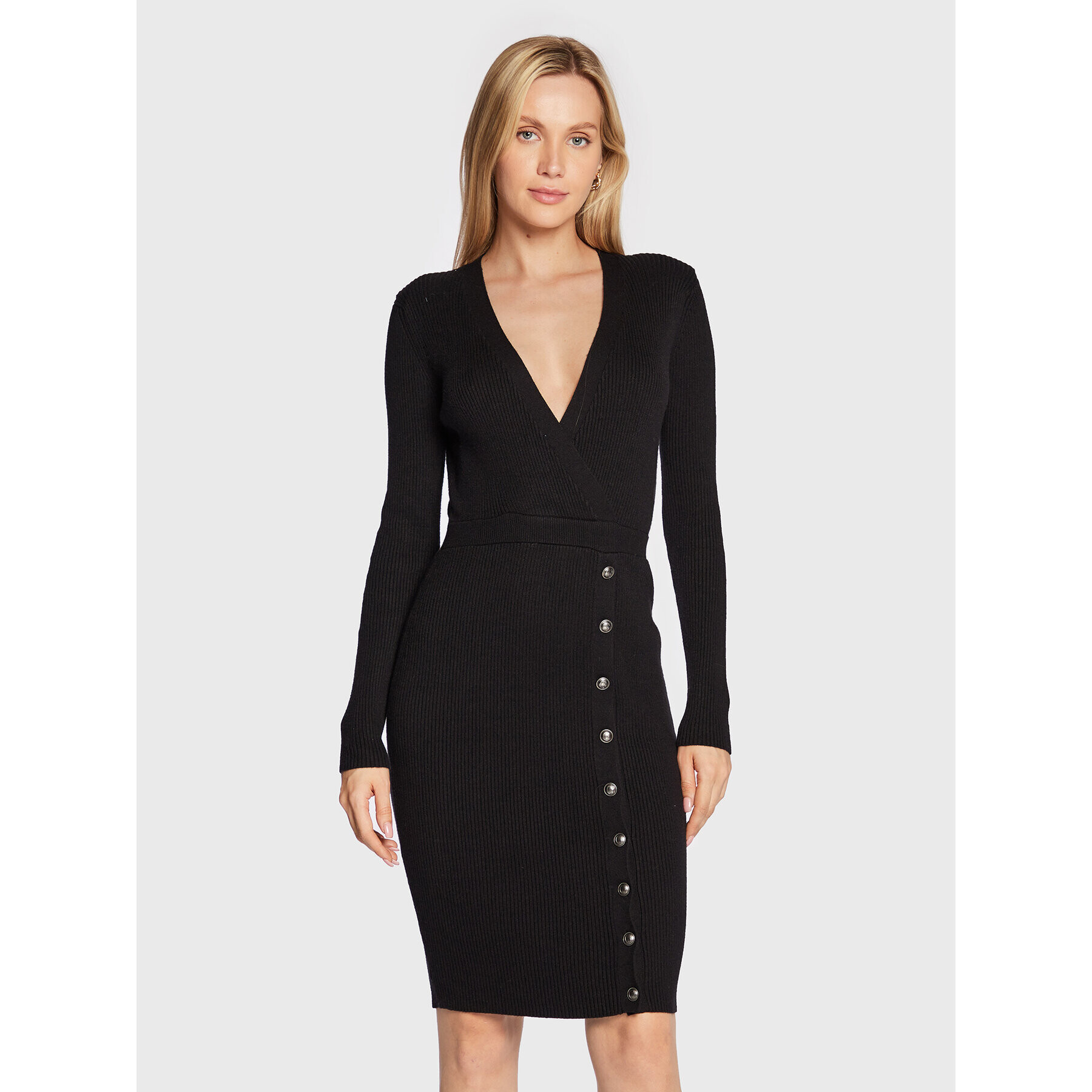 Guess Rochie tricotată Alexandra W2BK39 Z2V42 Negru Slim Fit - Pled.ro