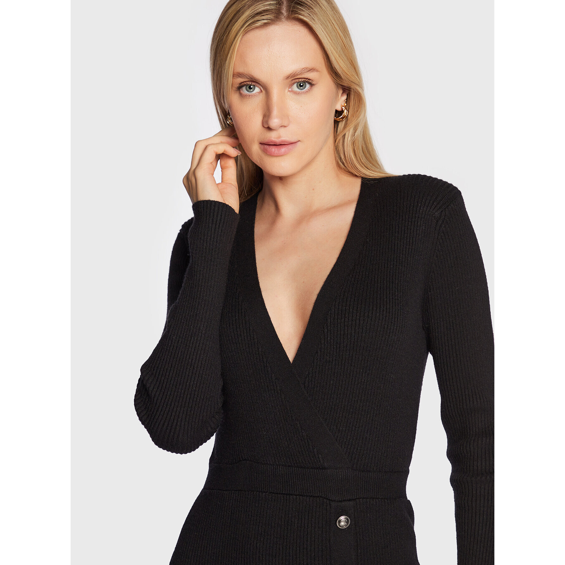 Guess Rochie tricotată Alexandra W2BK39 Z2V42 Negru Slim Fit - Pled.ro