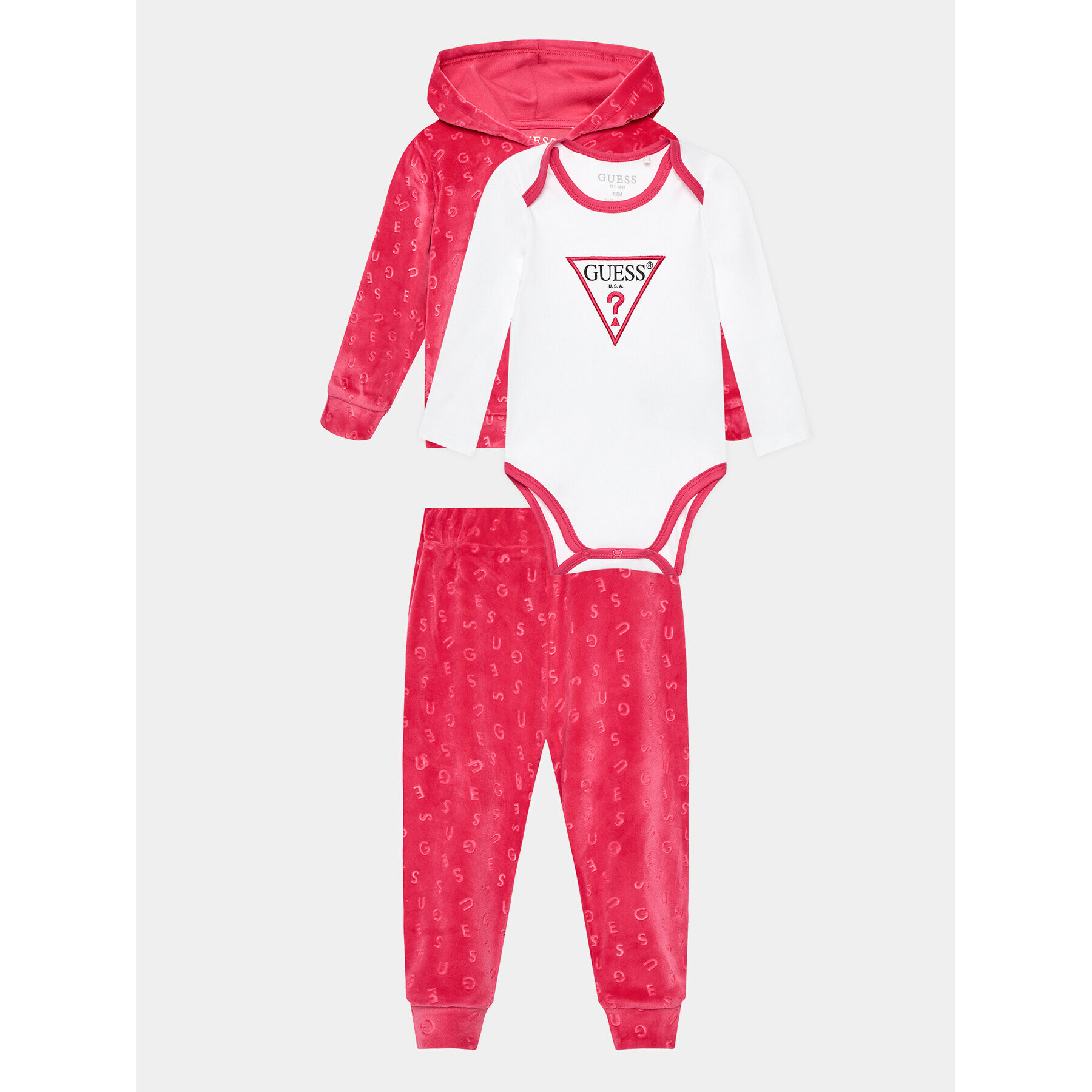 Guess Set bluză body și pantaloni de trening H3BW01 KA2X0 Roz Regular Fit - Pled.ro