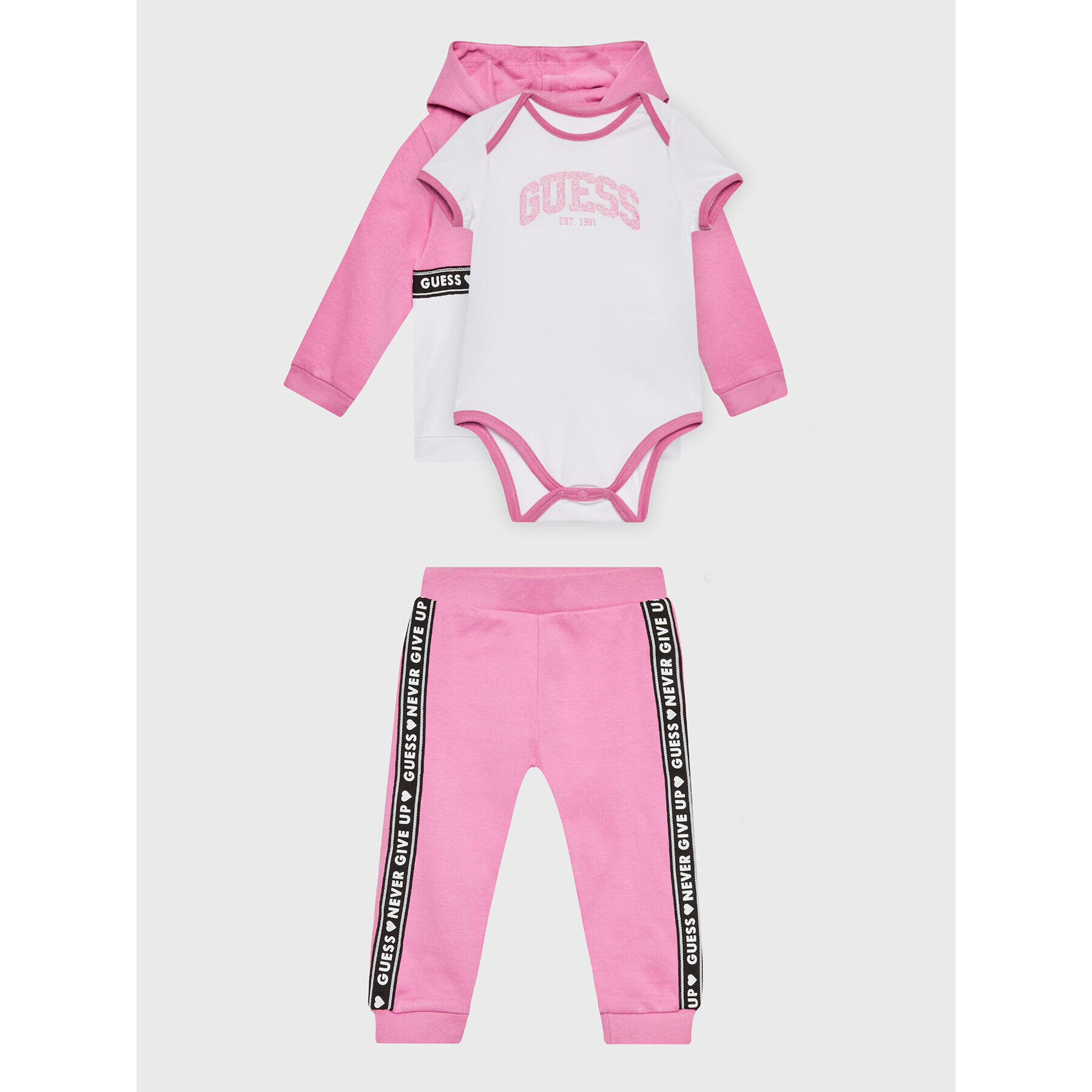 Guess Set bluză body și pantaloni de trening S3RG00 KA6W0 Roz Regular Fit - Pled.ro