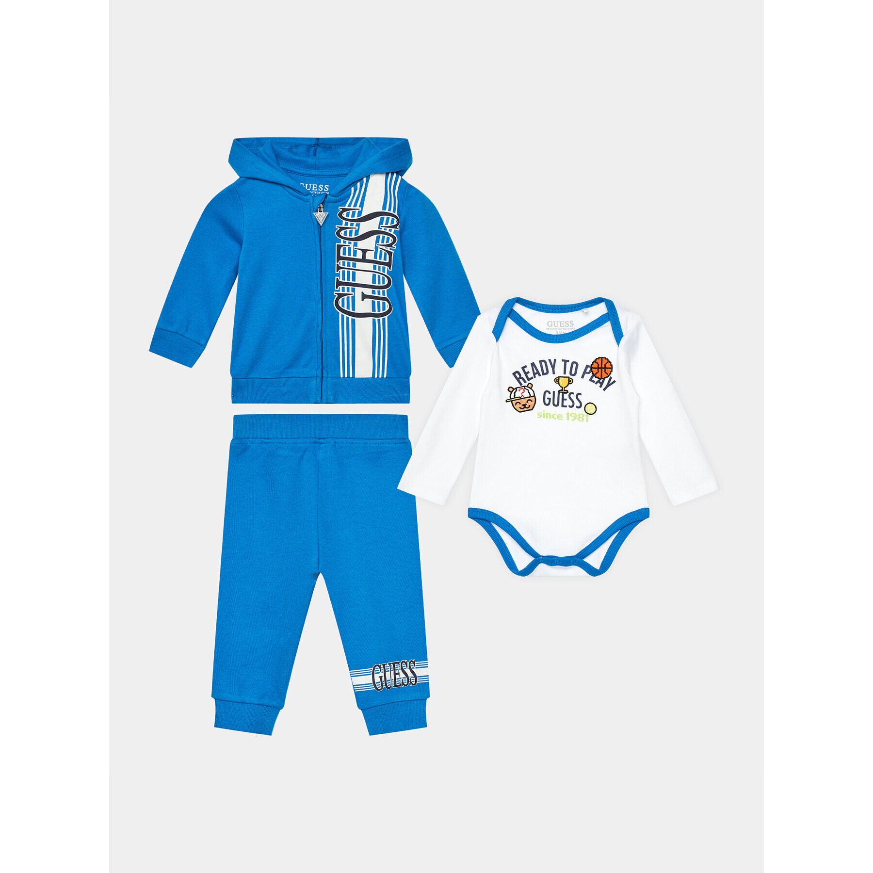 Guess Set bluză body și pantaloni de trening Take Me Home Set P4RG05 KA6W0 Albastru Regular Fit - Pled.ro