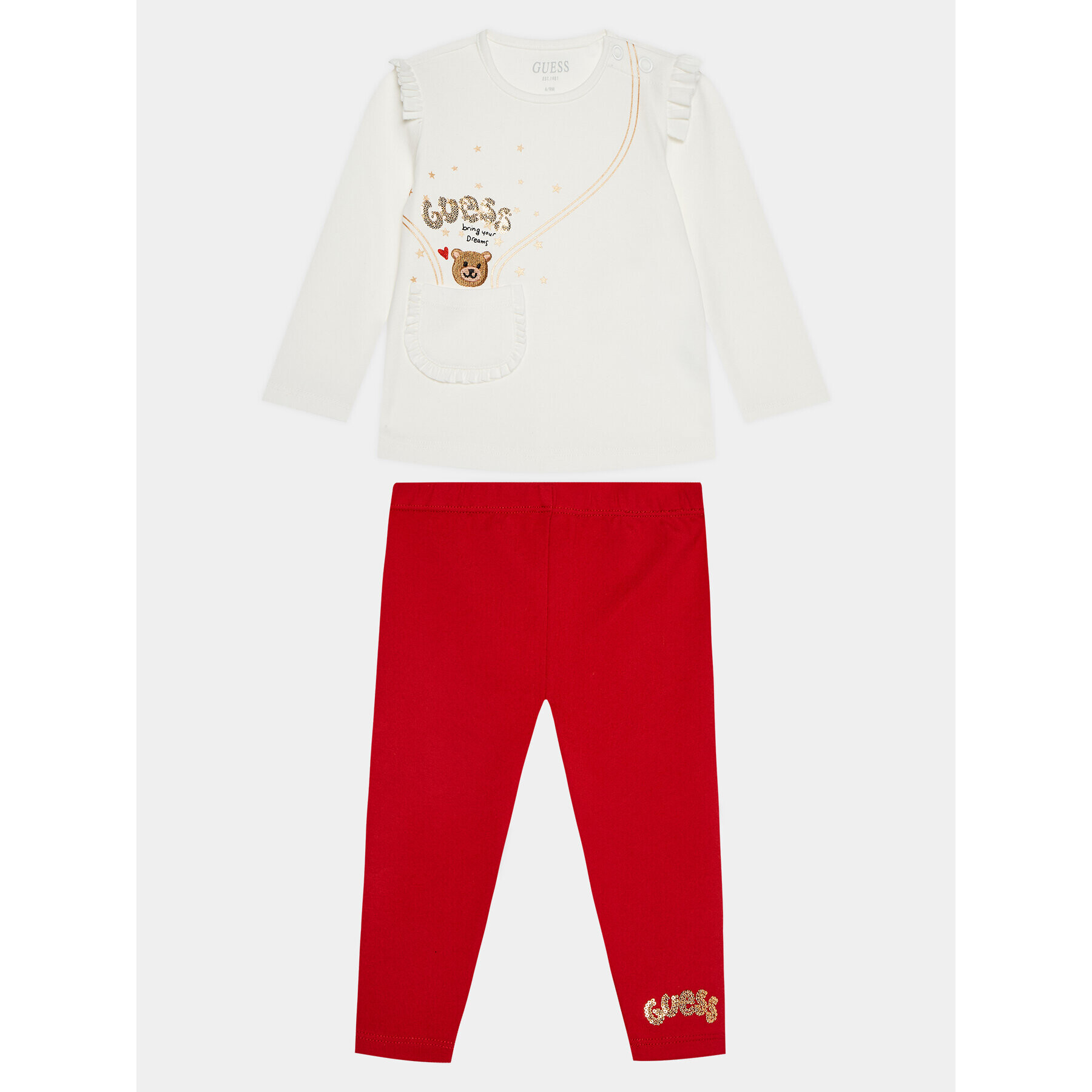 Guess Set bluză și pantalon A3BG20 K83S0 Écru Regular Fit - Pled.ro