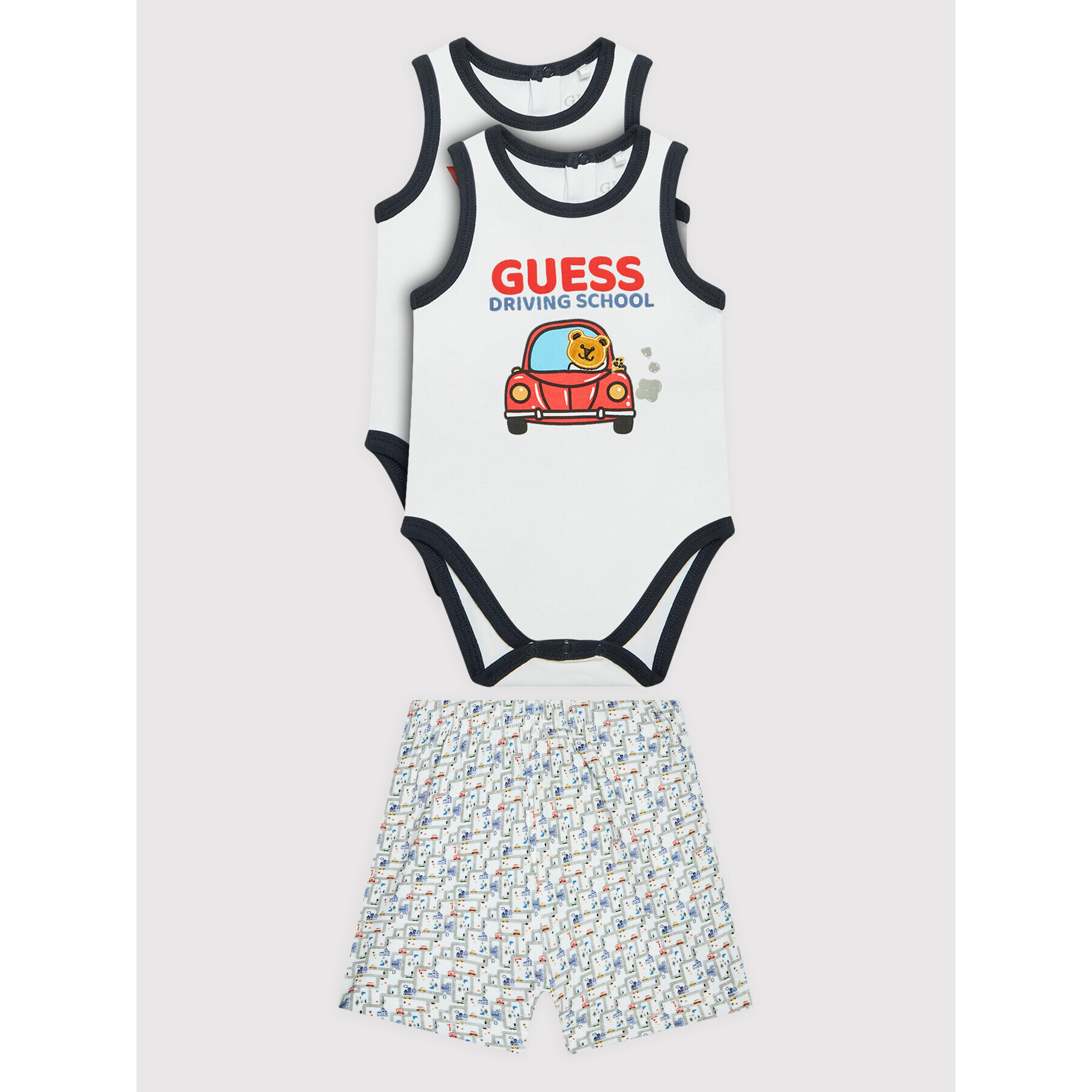 Guess Set body și pantaloni scurți P2GG08 J1311 Alb Regular Fit - Pled.ro