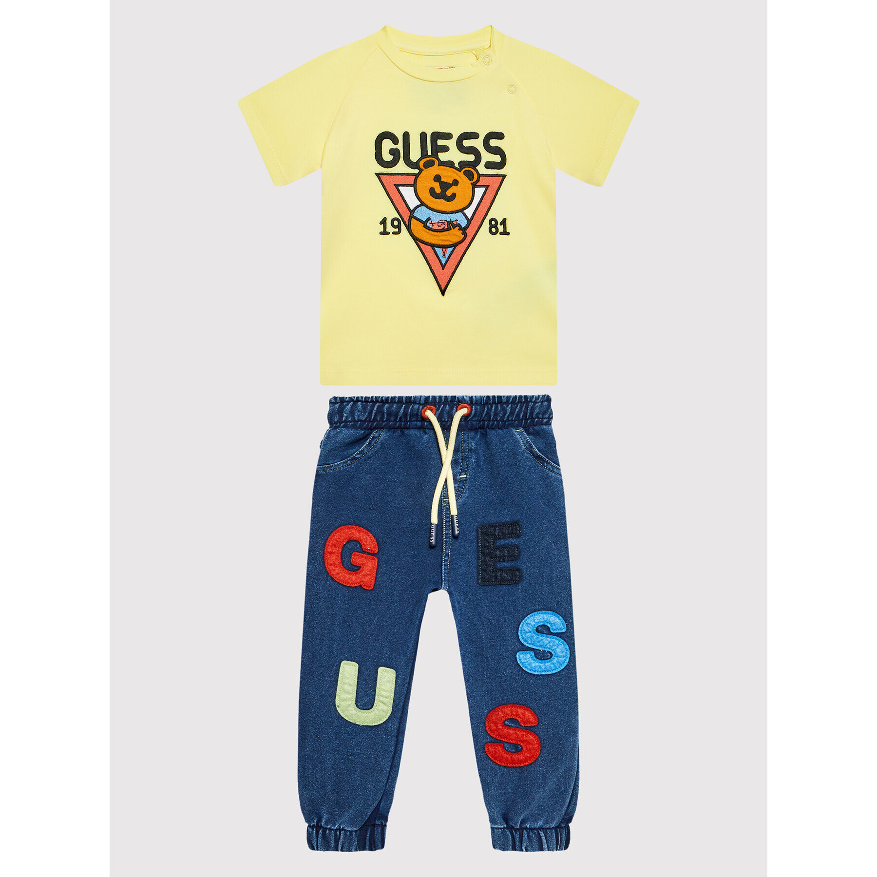 Guess Set tricou și pantaloni I2YG02 K6YW1 Galben Regular Fit - Pled.ro