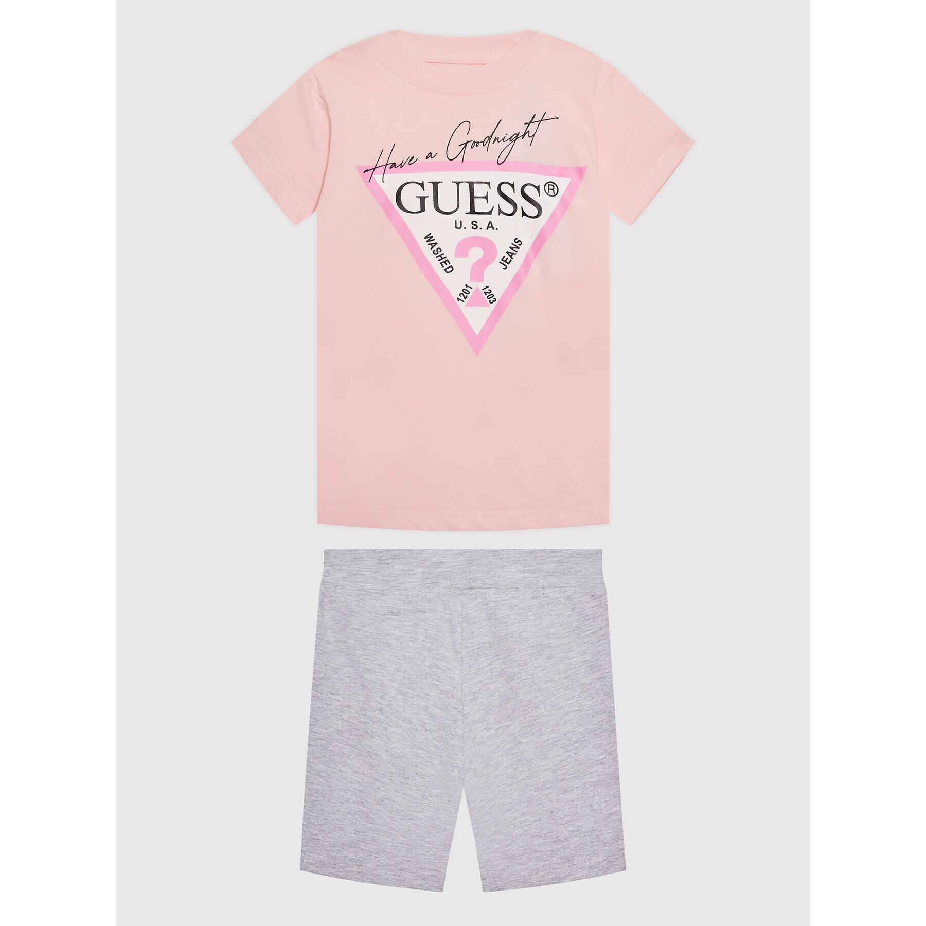 Guess Set tricou și pantaloni scurți sport H1BJ10 K8HM0 Roz Regular Fit - Pled.ro