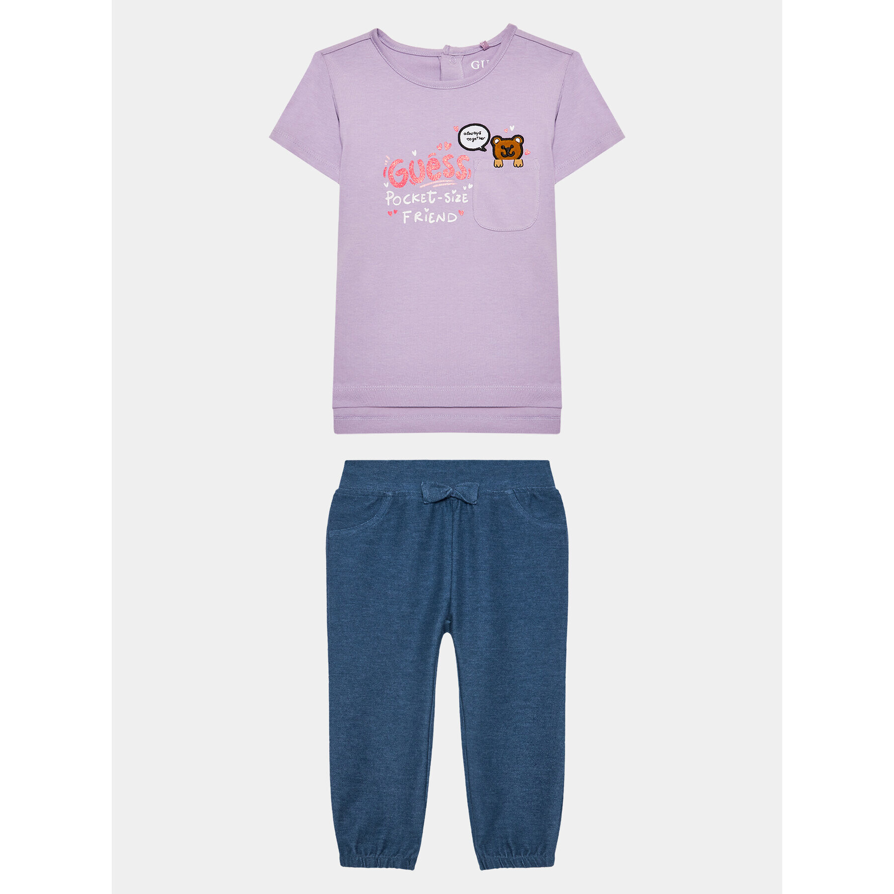 Guess Set tricou și pantaloni A3YG06 J1311 Violet Regular Fit - Pled.ro