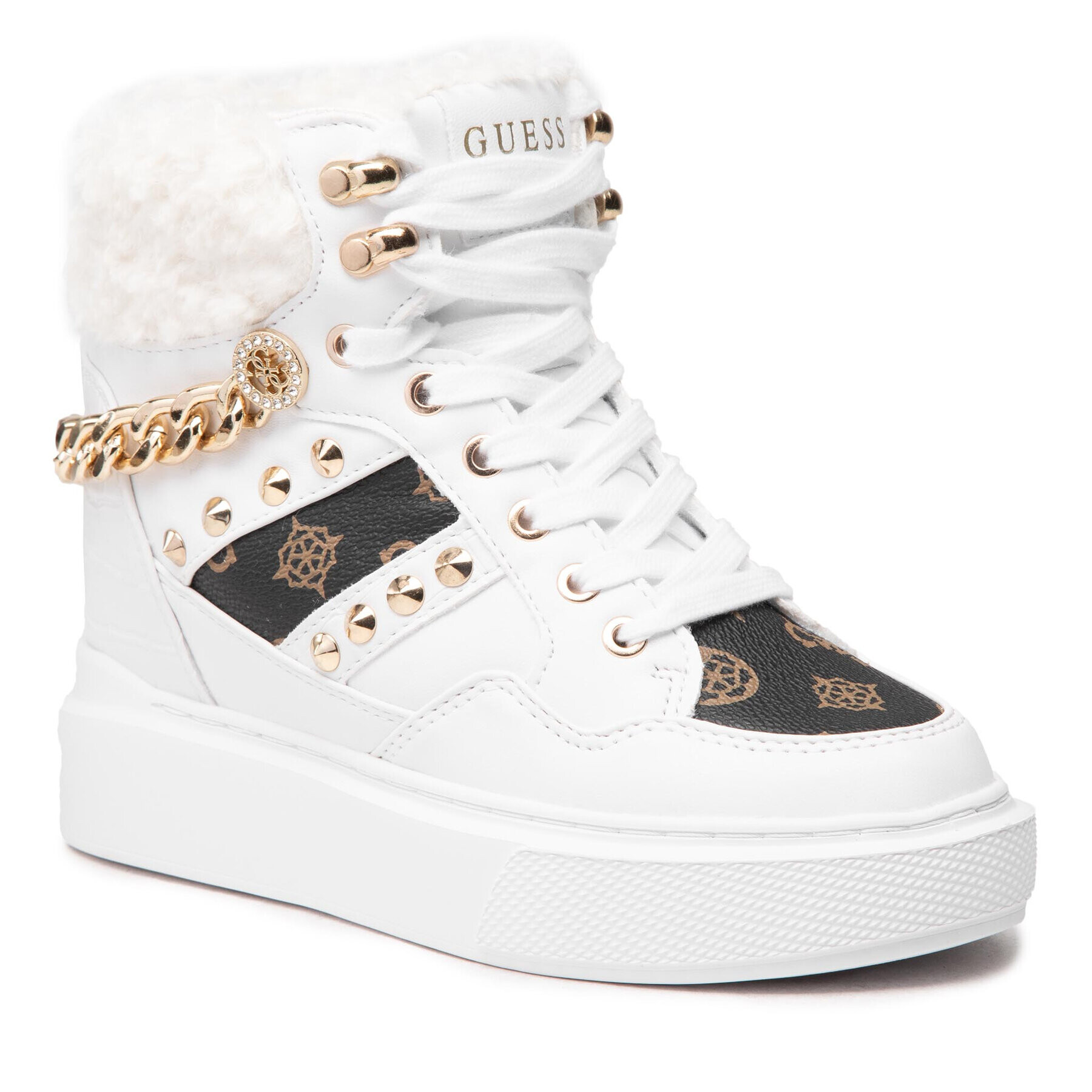 Guess Sneakers FL8R2Y ELE12 Alb - Pled.ro