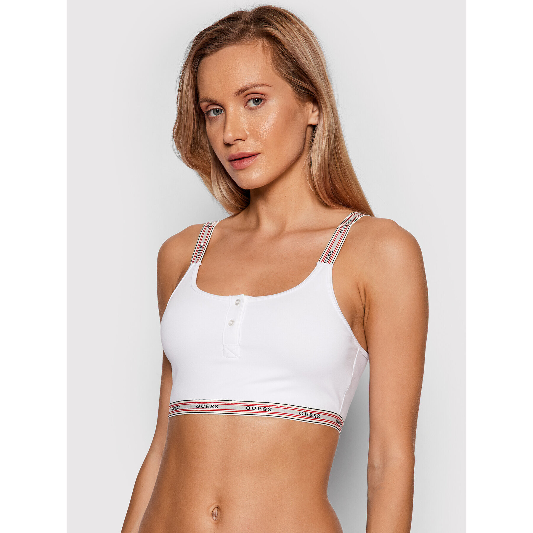 Guess Sutien top Abbie O1BC10 JR06P Alb - Pled.ro