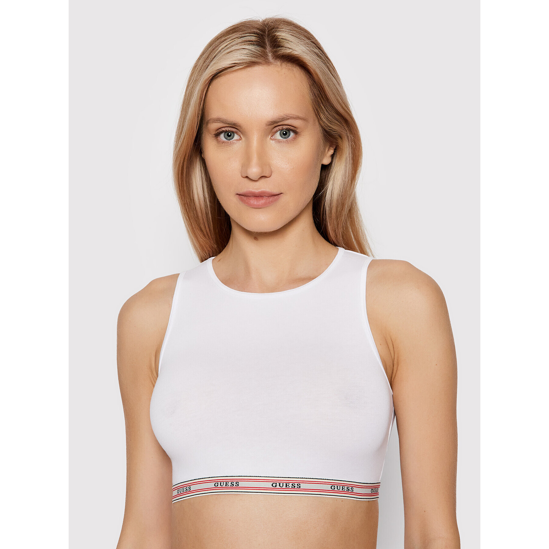 Guess Sutien top Abbie O1BC11 JR06P Alb - Pled.ro