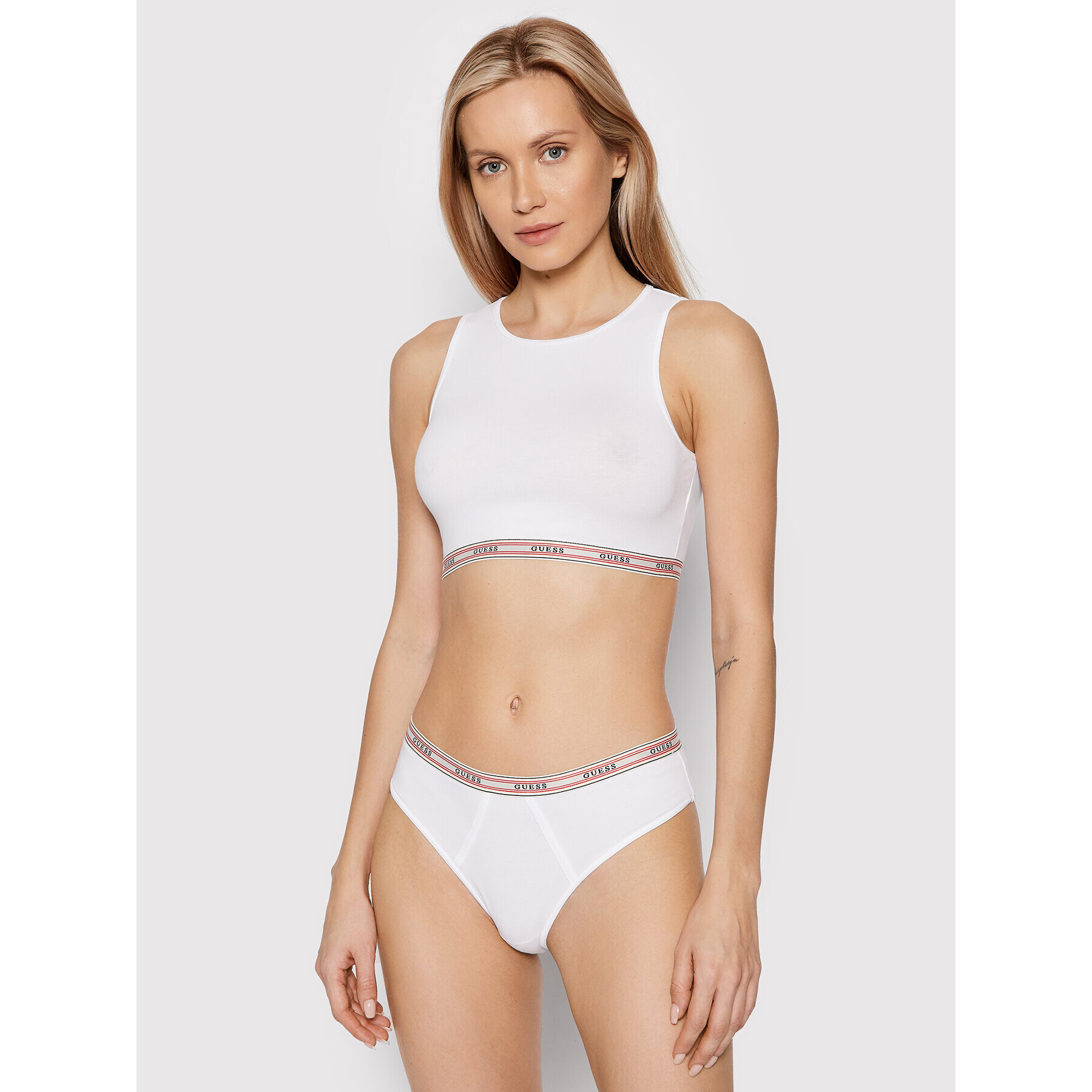 Guess Sutien top Abbie O1BC11 JR06P Alb - Pled.ro