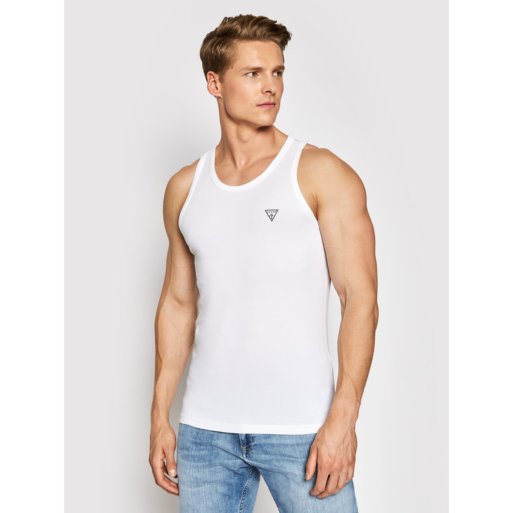 Guess Tank top U97M02 JR003 Alb Regular Fit - Pled.ro