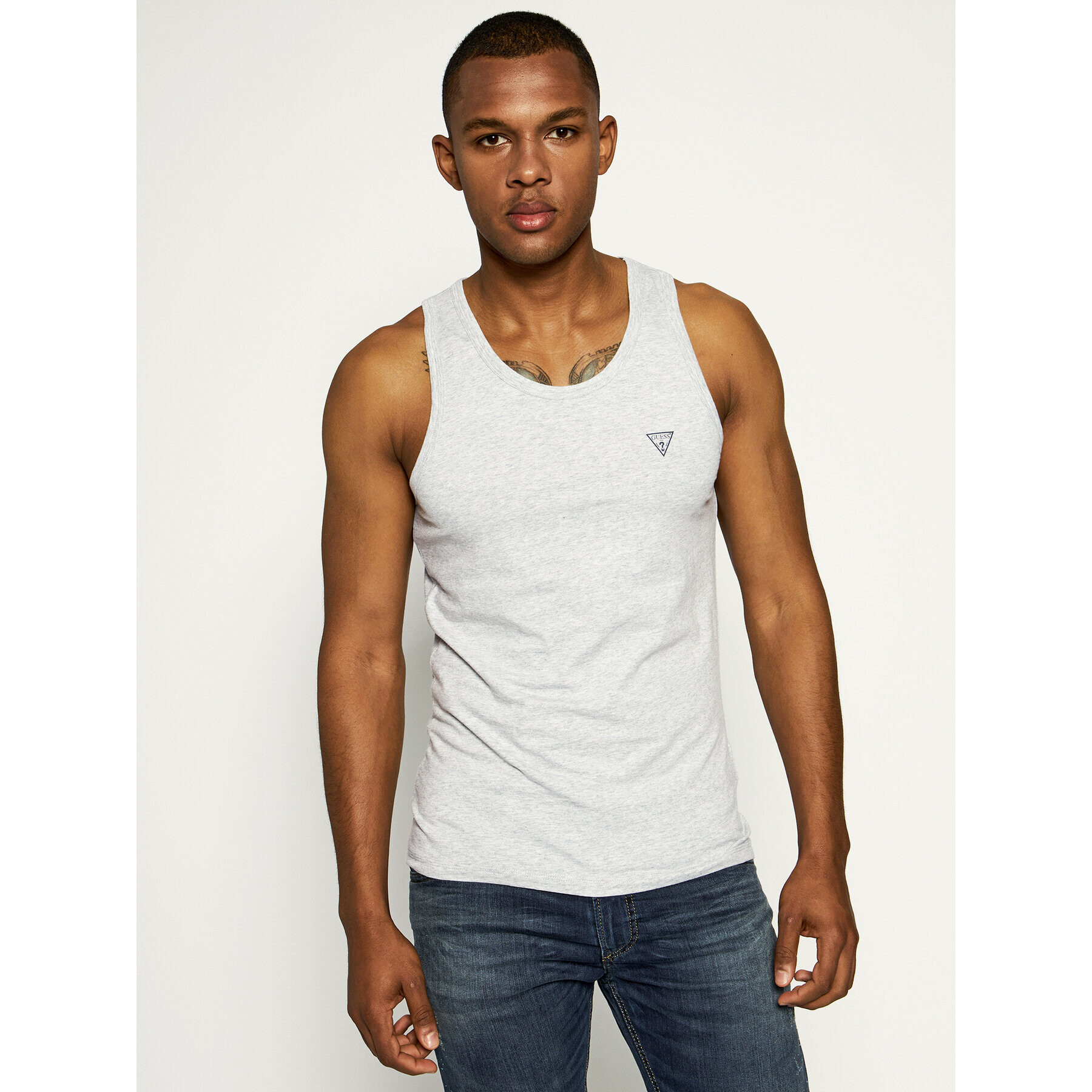 Guess Tank top U97M02 JR003 Gri Slim Fit - Pled.ro