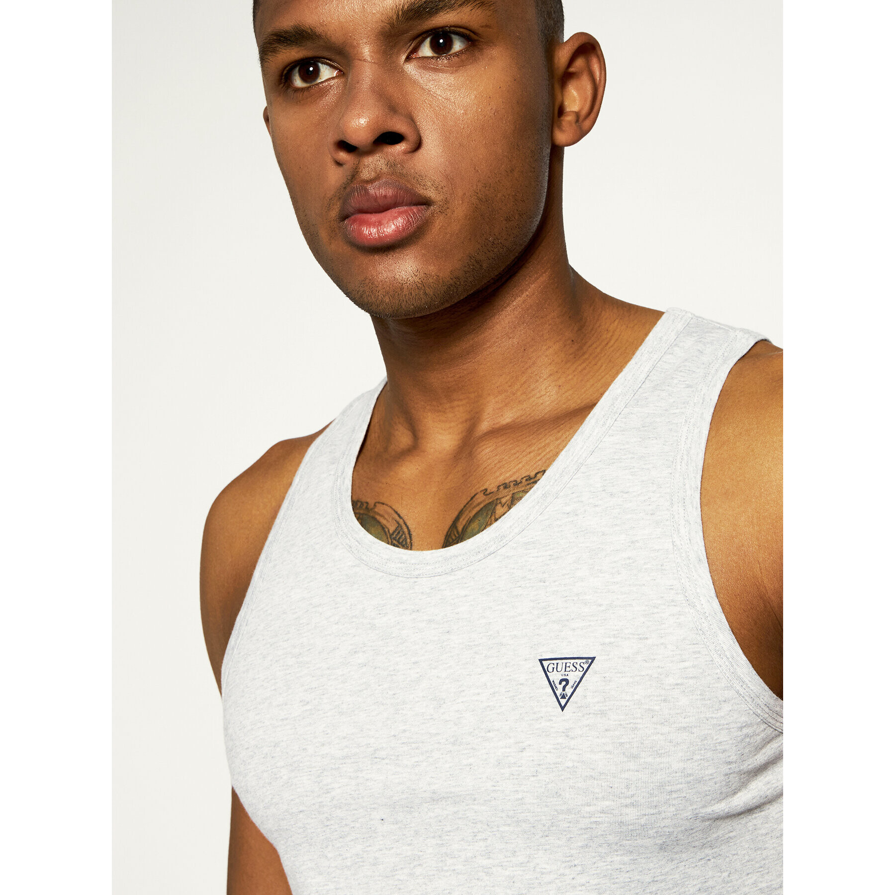 Guess Tank top U97M02 JR003 Gri Slim Fit - Pled.ro