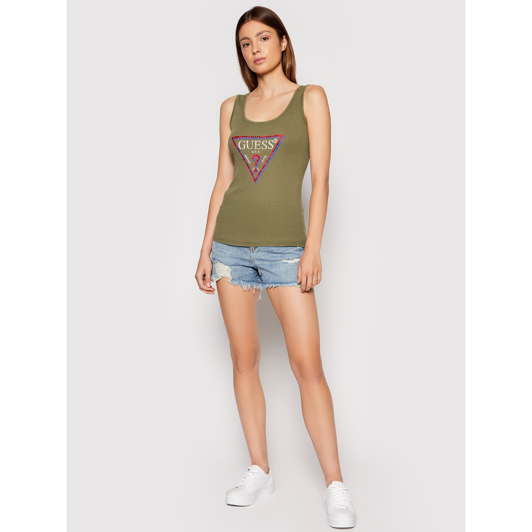 Guess Top Olympia W1YP49 K1811 Verde Slim Fit - Pled.ro