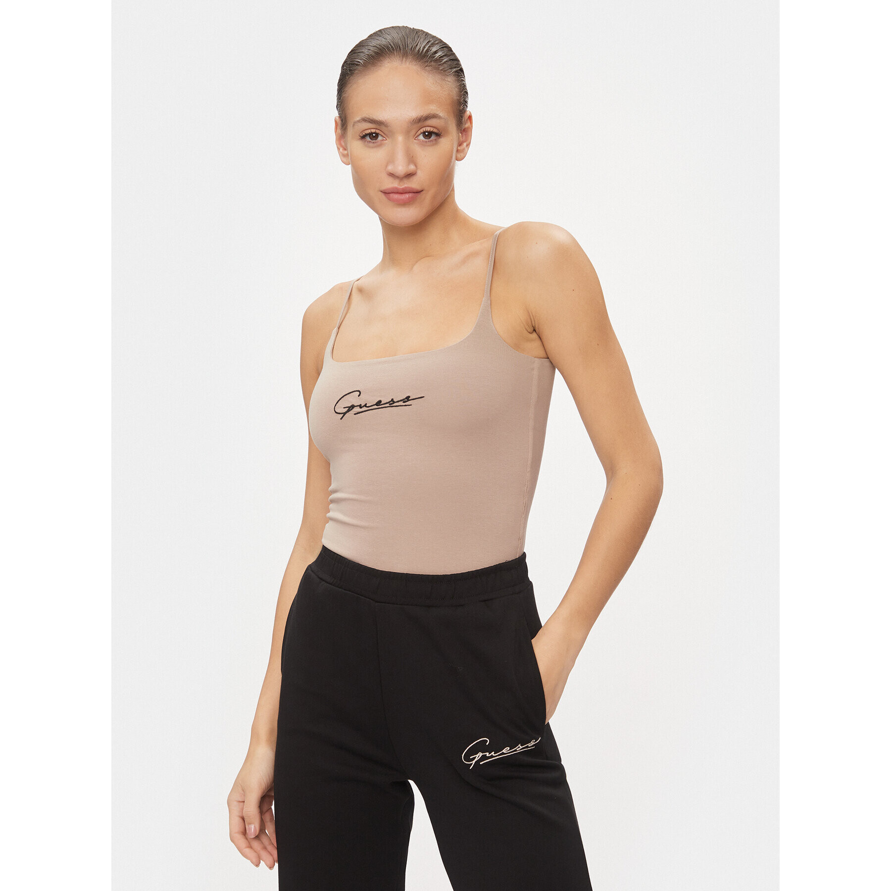 Guess Top Signature V4RP06 J1314 Bej Slim Fit - Pled.ro