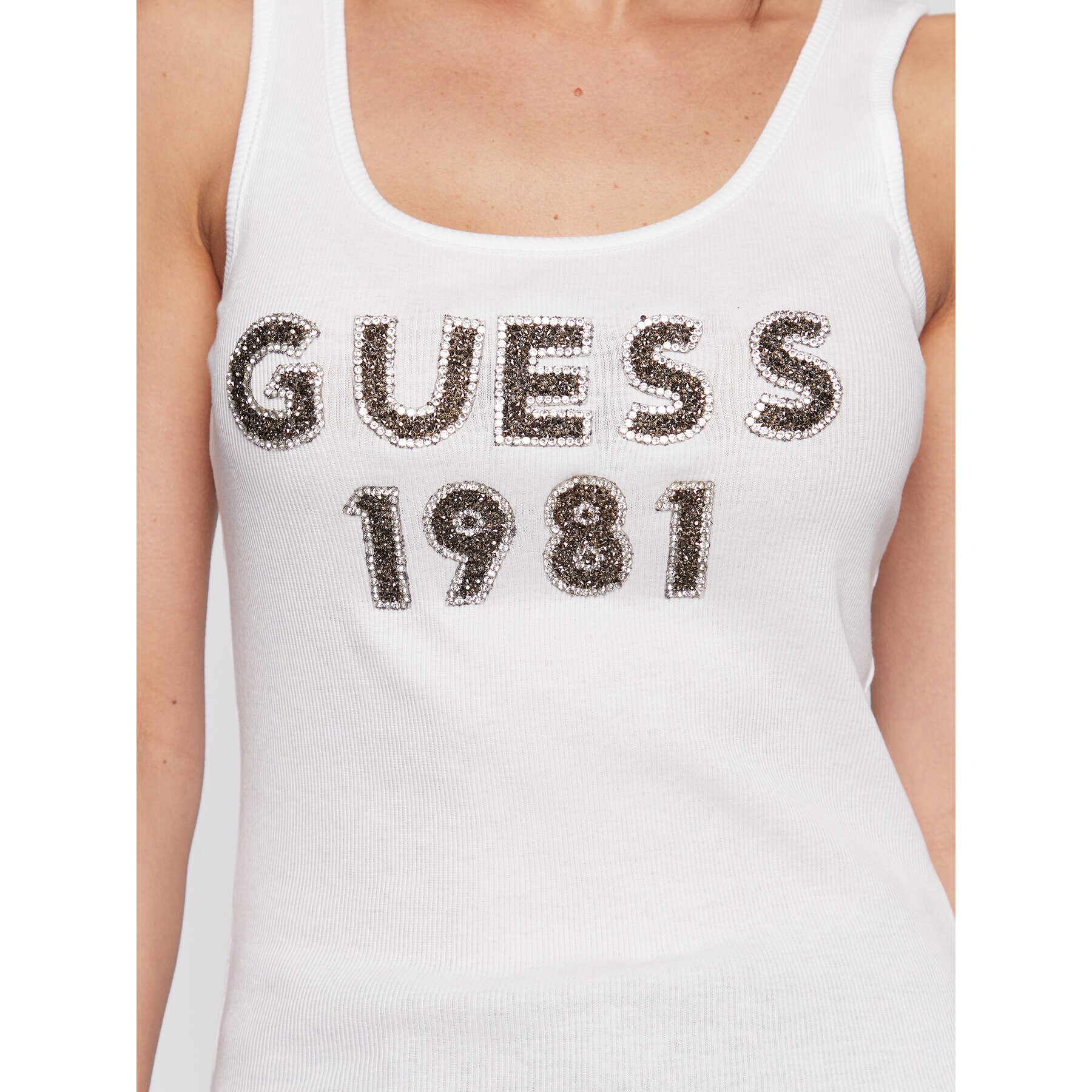 Guess Top Tank Top W3RP07 K1814 Alb Slim Fit - Pled.ro