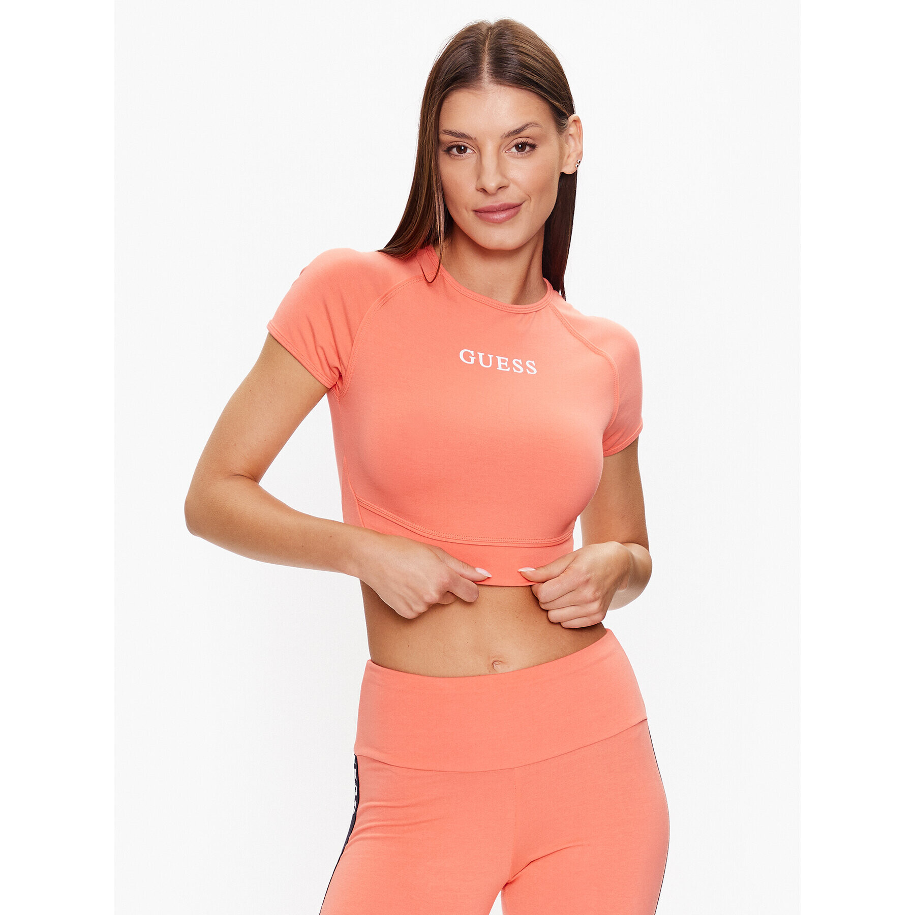 Guess Top V3RP16 KABR0 Portocaliu Slim Fit - Pled.ro