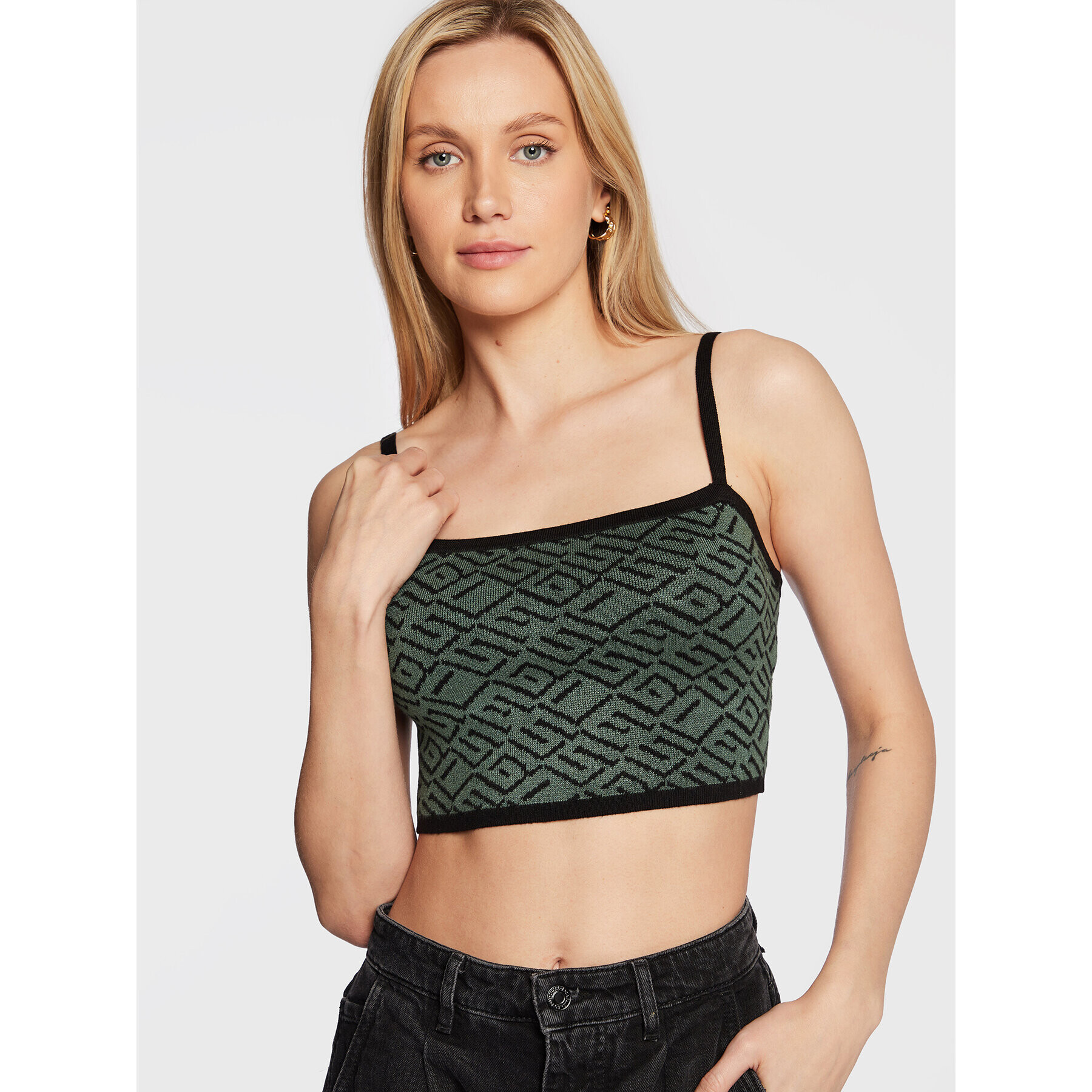 Guess Top W2BR23 Z2YK2 Verde Slim Fit - Pled.ro