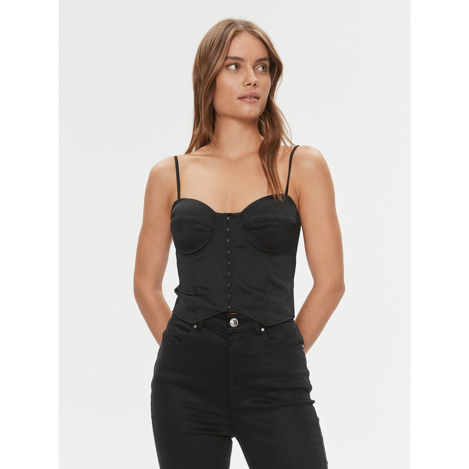 Guess Top W4RH17 WD1R2 Negru Slim Fit - Pled.ro