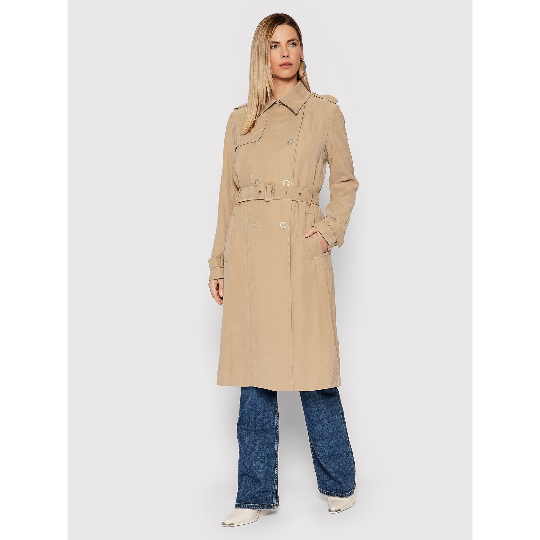 Guess Trench Gemma W2RL02 WE0K0 Bej Slim Fit - Pled.ro