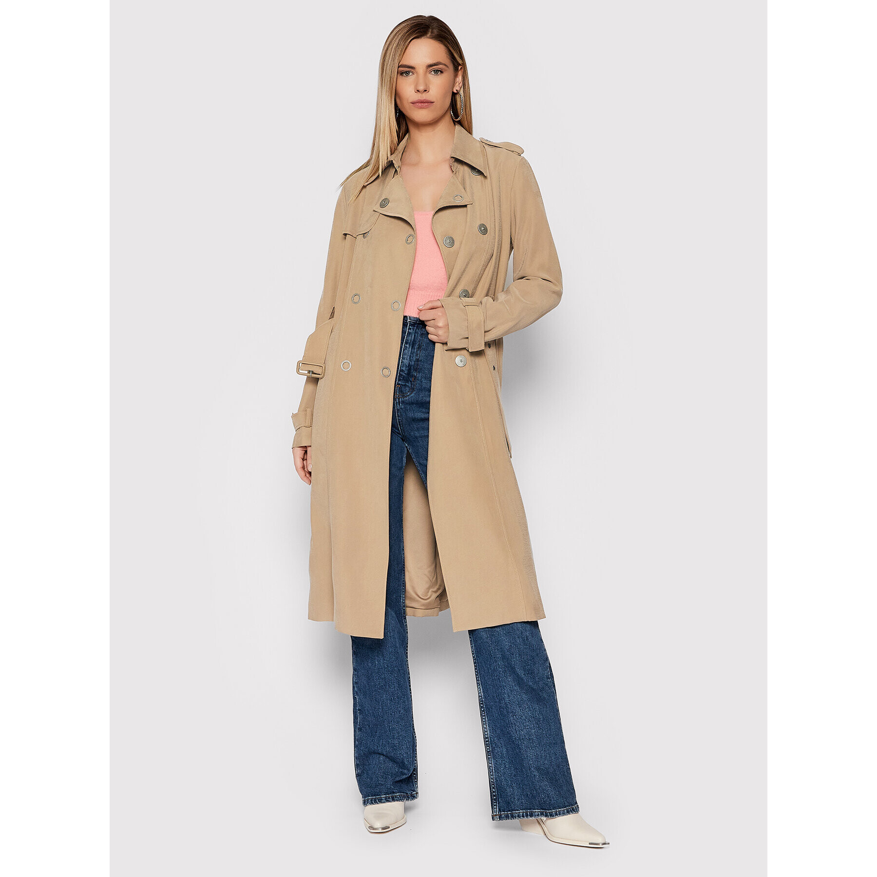 Guess Trench Gemma W2RL02 WE0K0 Bej Slim Fit - Pled.ro