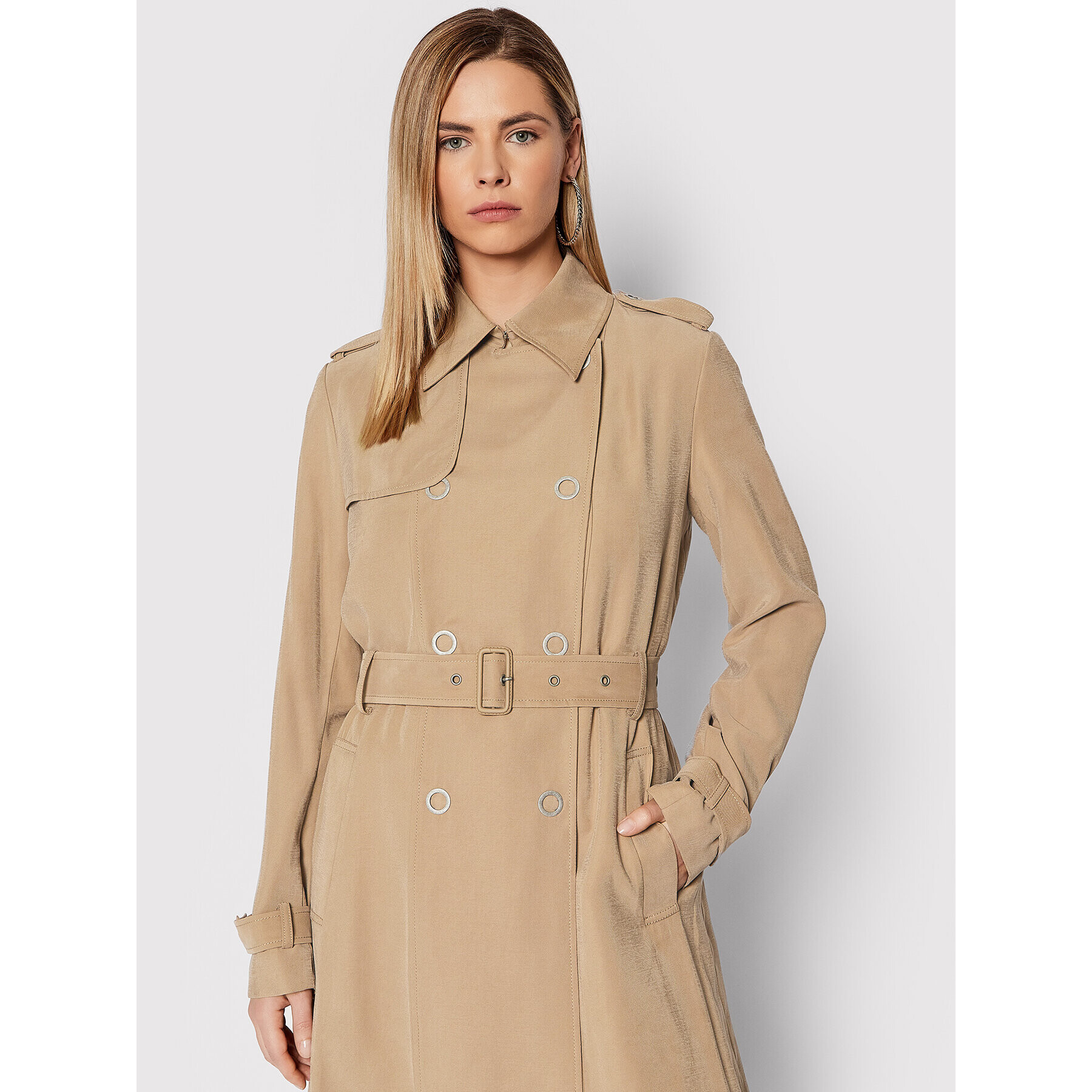 Guess Trench Gemma W2RL02 WE0K0 Bej Slim Fit - Pled.ro