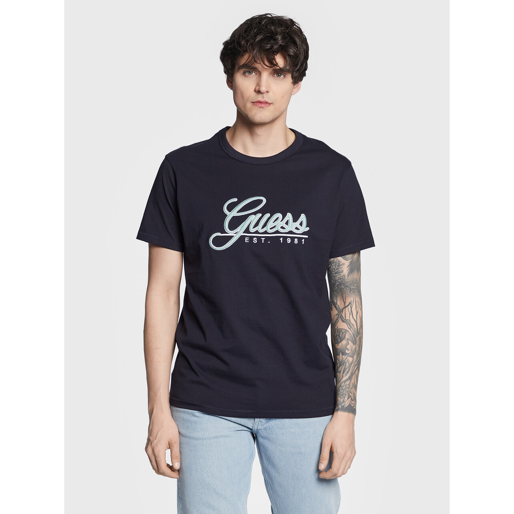 Guess Tricou 3D Embro M3GI25 K8FQ4 Bleumarin Regular Fit - Pled.ro