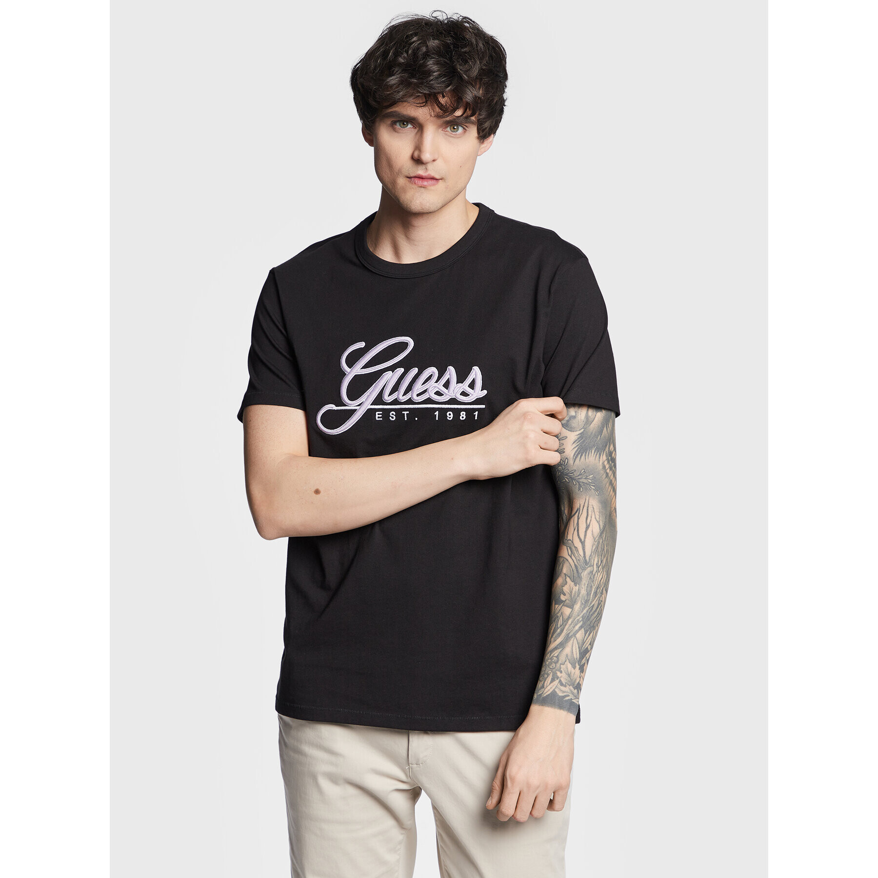 Guess Tricou 3D Embro M3GI25 K8FQ4 Negru Regular Fit - Pled.ro