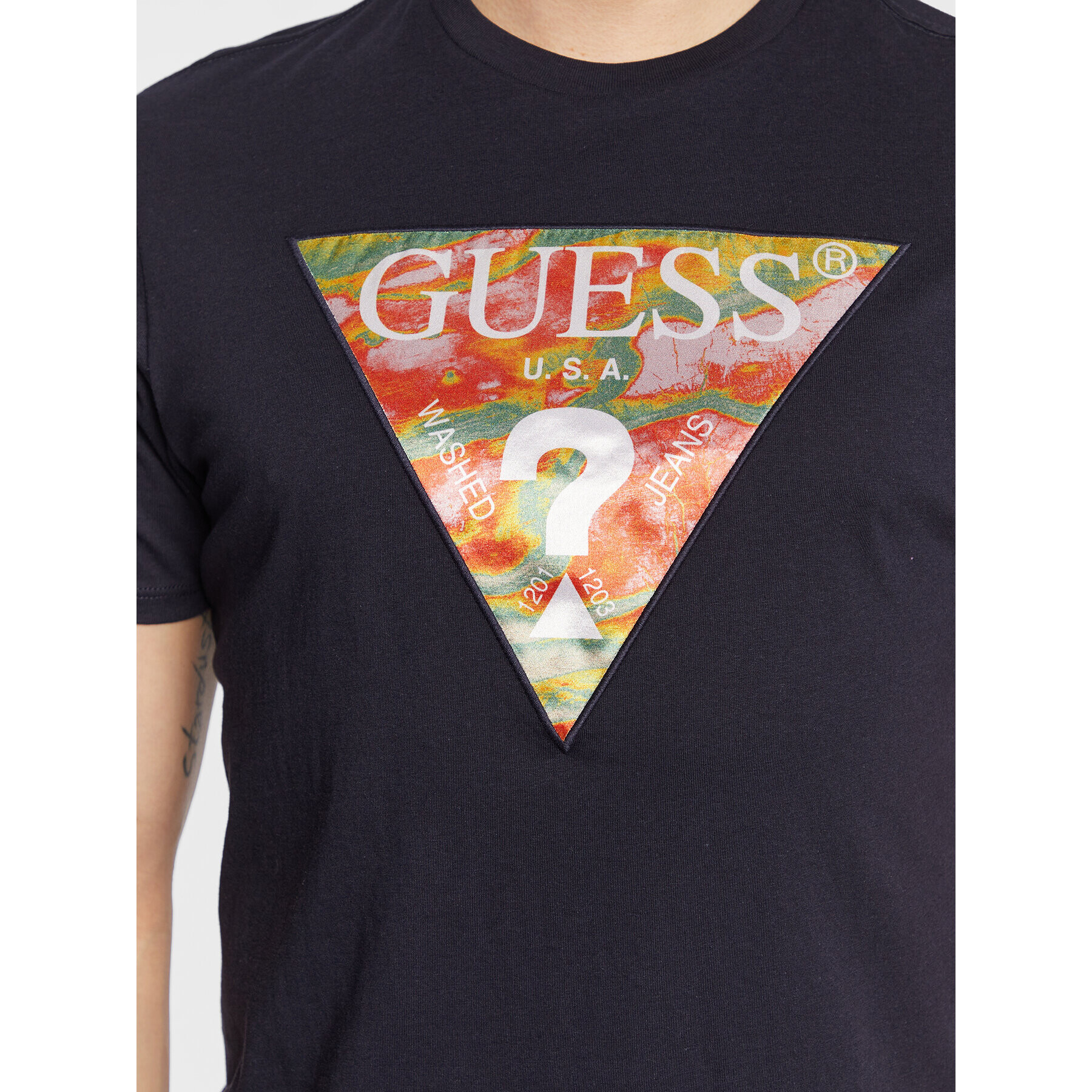 Guess Tricou Abstract Logo M3GI57 K9RM1 Bleumarin Slim Fit - Pled.ro