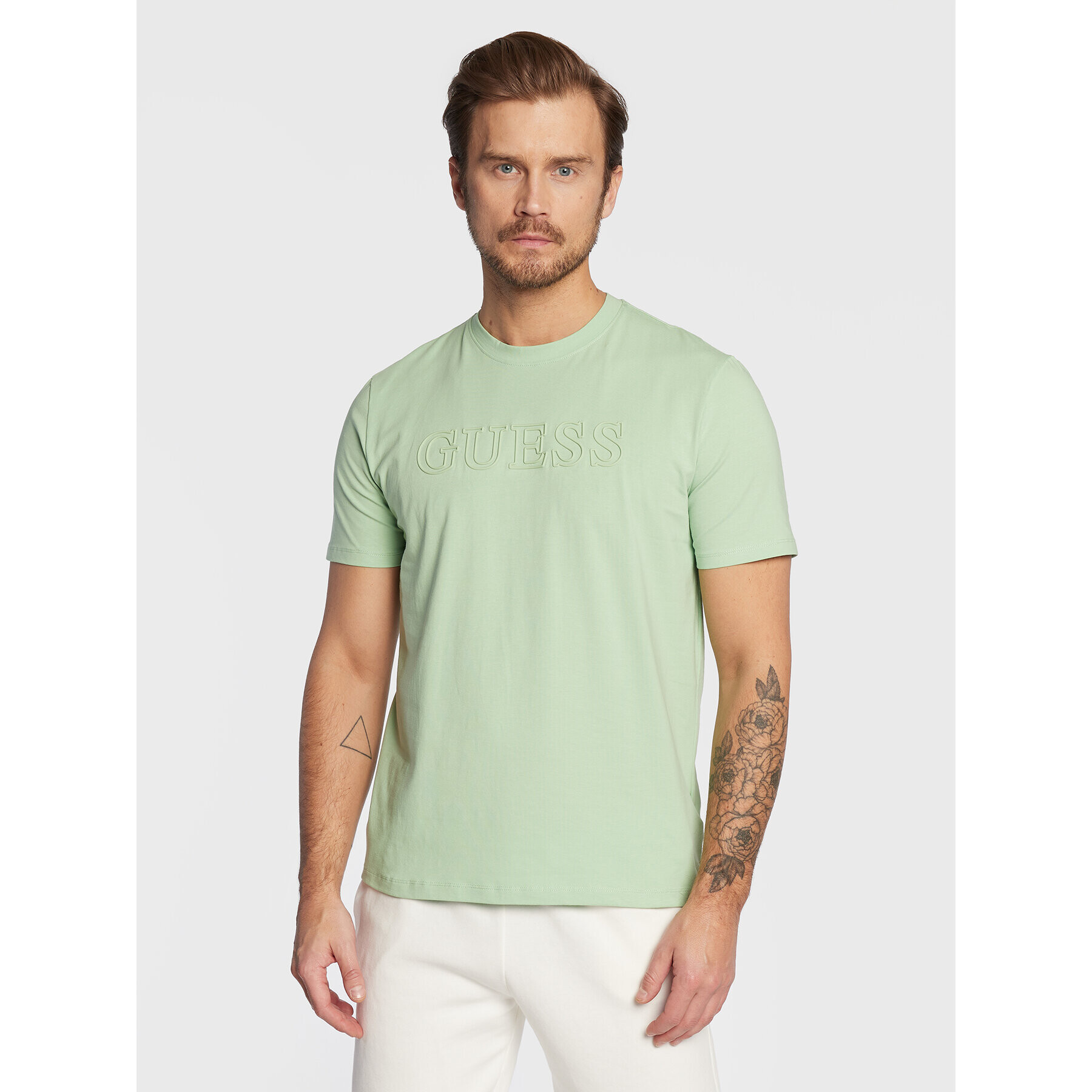 Guess Tricou Alphy Z2YI11 J1311 Verde Regular Fit - Pled.ro