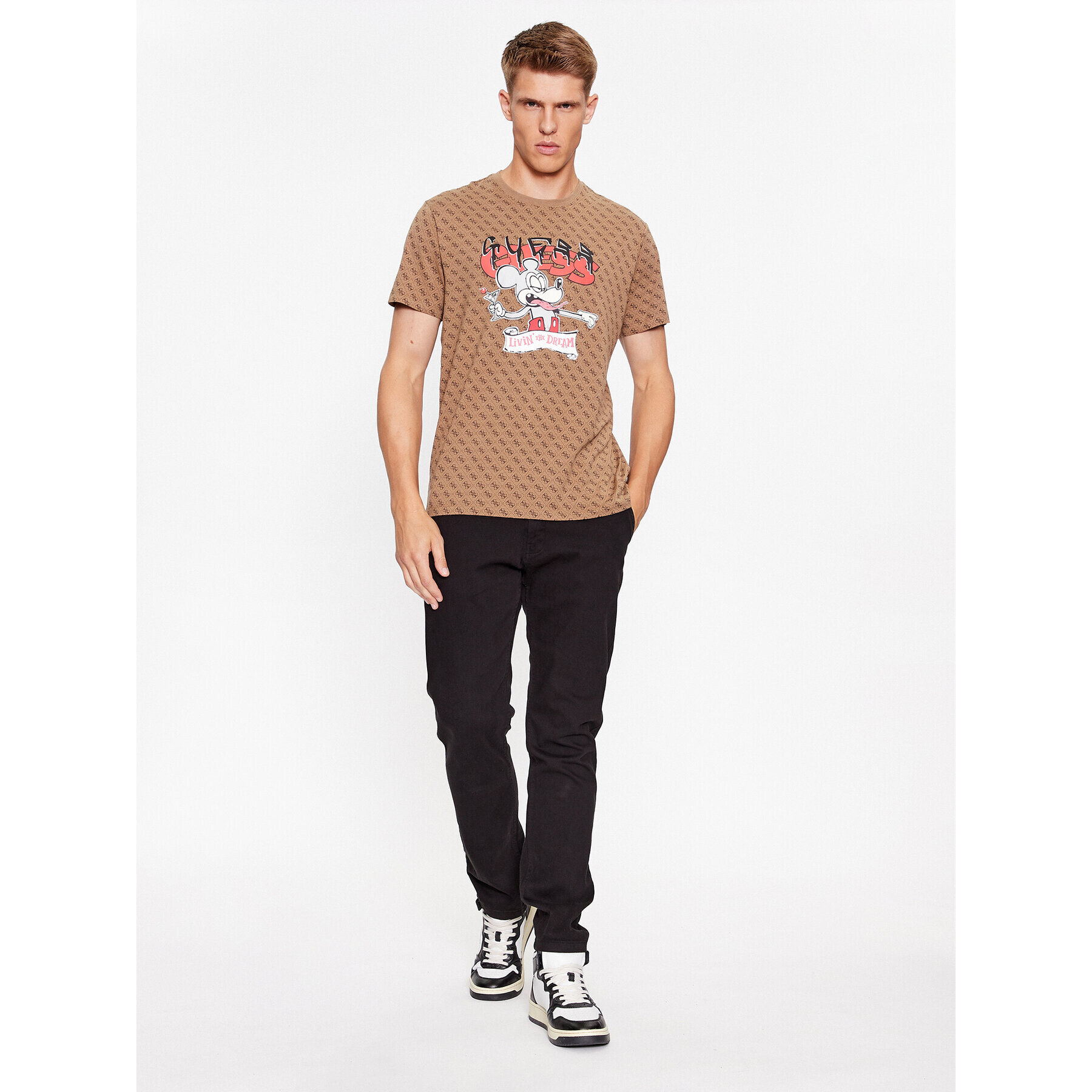 Guess Tricou Banksy M3BI98 JR06K Maro Slim Fit - Pled.ro