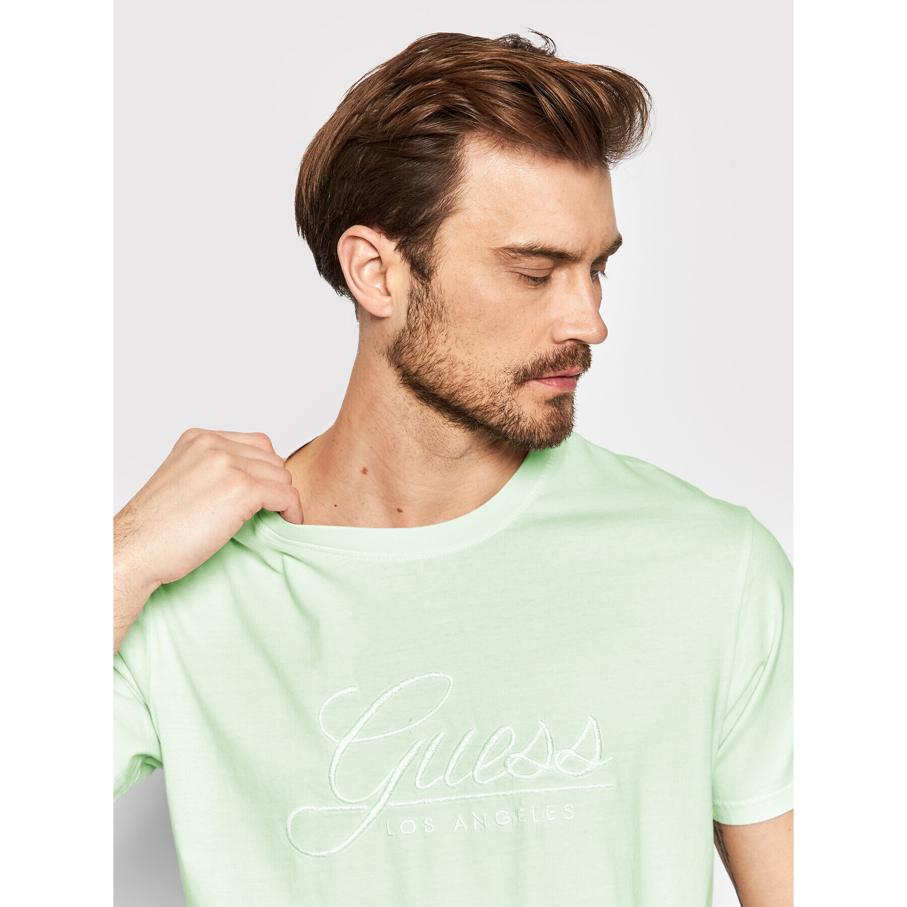 Guess Tricou Barry M2GI60 I3Z00 Verde Regular Fit - Pled.ro