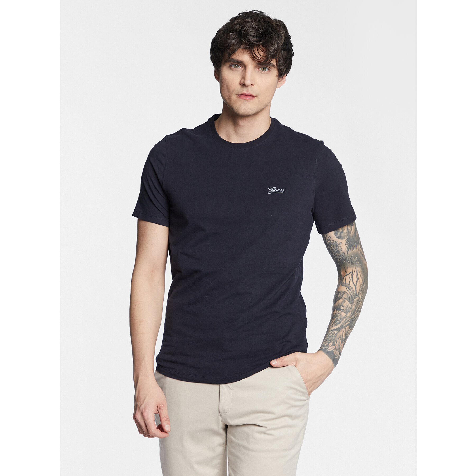 Guess Tricou Basic M3GI70 KBMS0 Bleumarin Slim Fit - Pled.ro