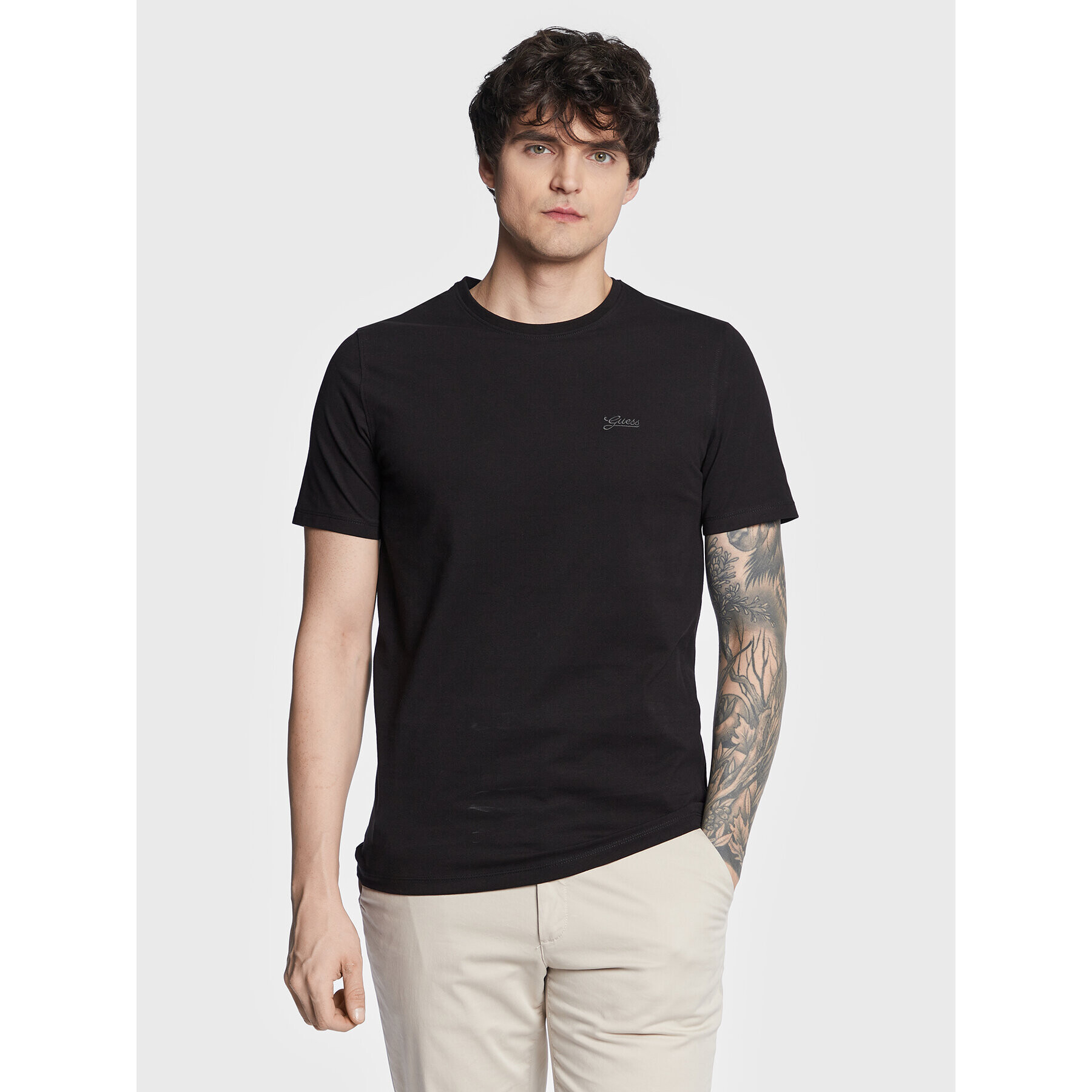 Guess Tricou Basic M3GI70 KBMS0 Negru Slim Fit - Pled.ro