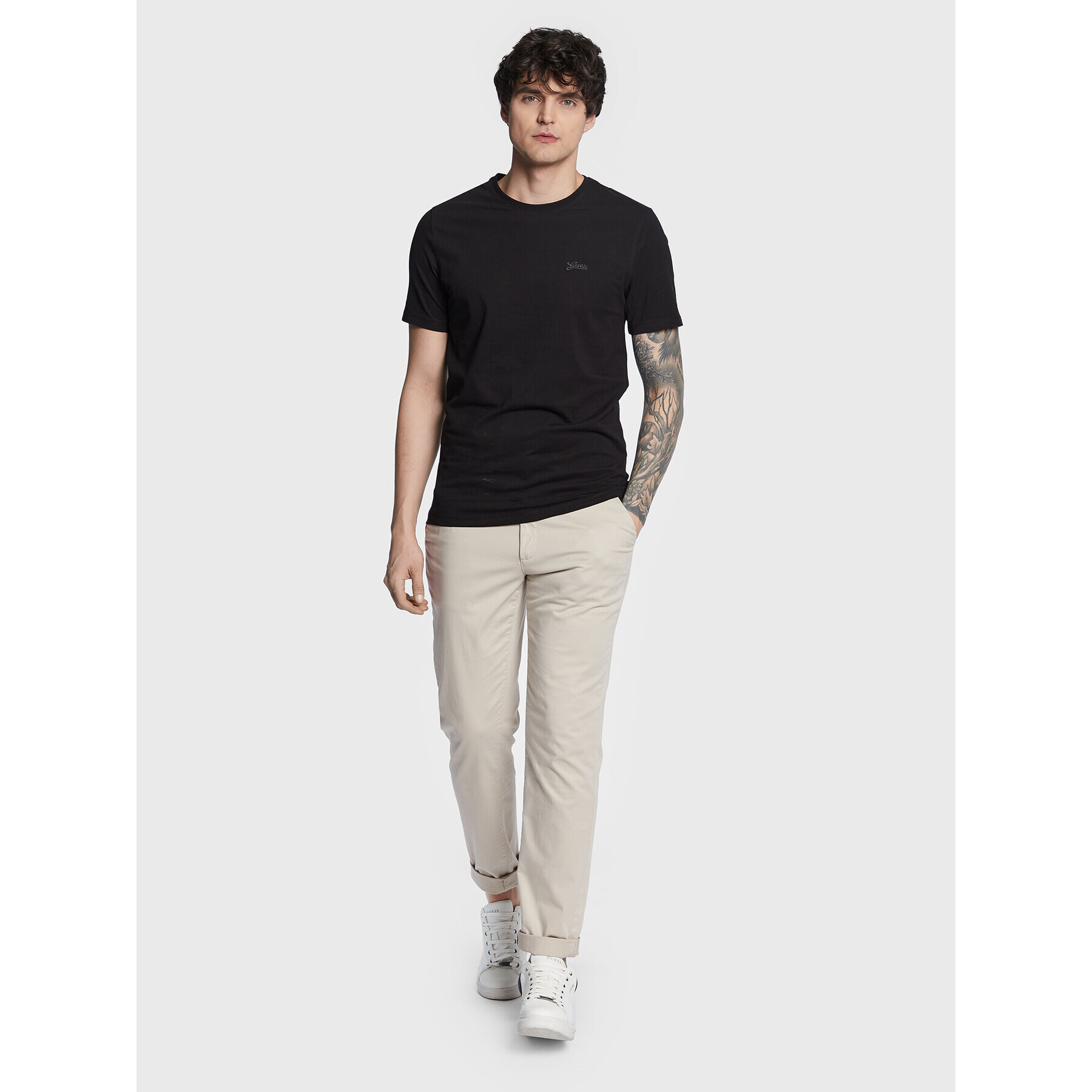 Guess Tricou Basic M3GI70 KBMS0 Negru Slim Fit - Pled.ro