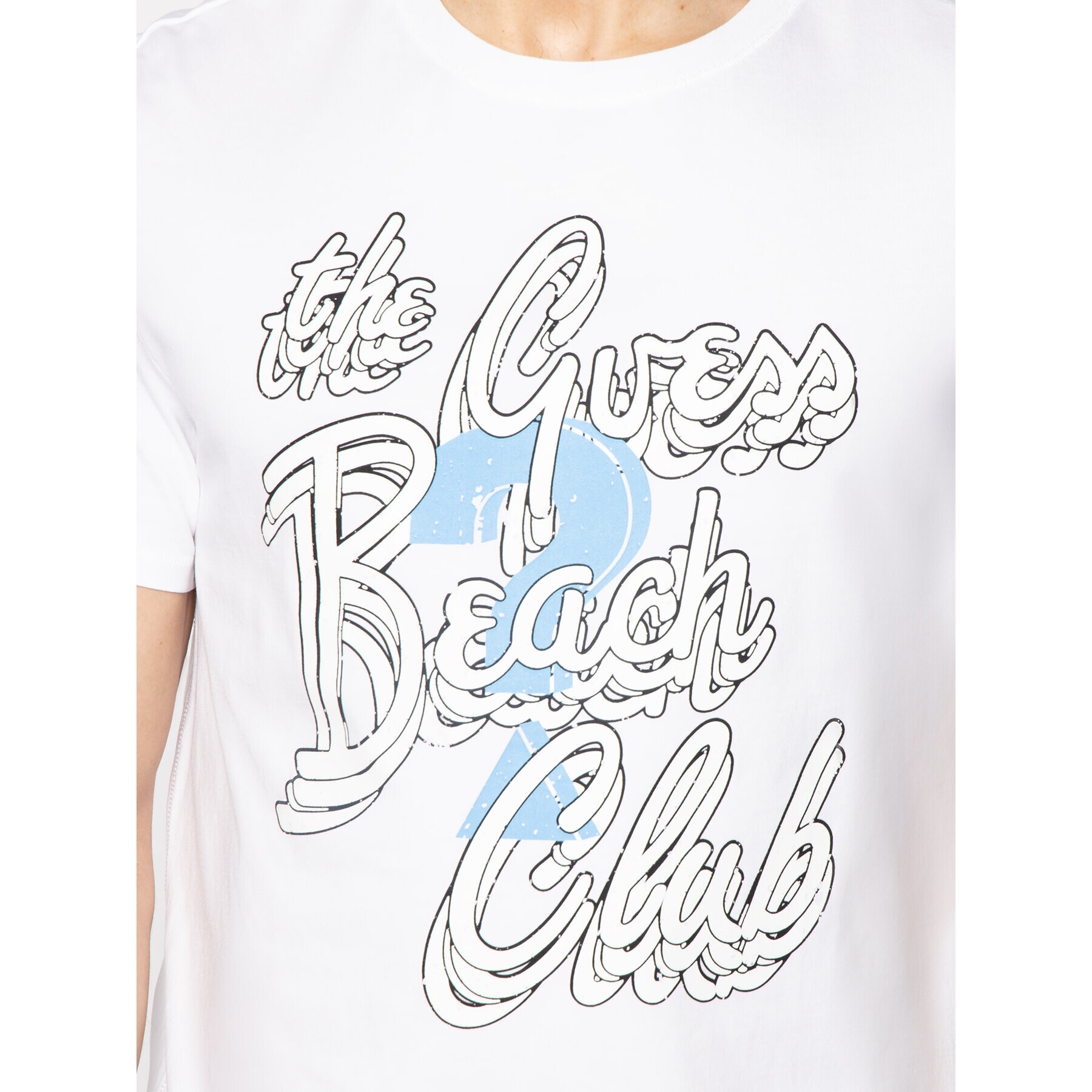 Guess Tricou Beach Club Tee M0GI10 I3Z00 Alb Regular Fit - Pled.ro