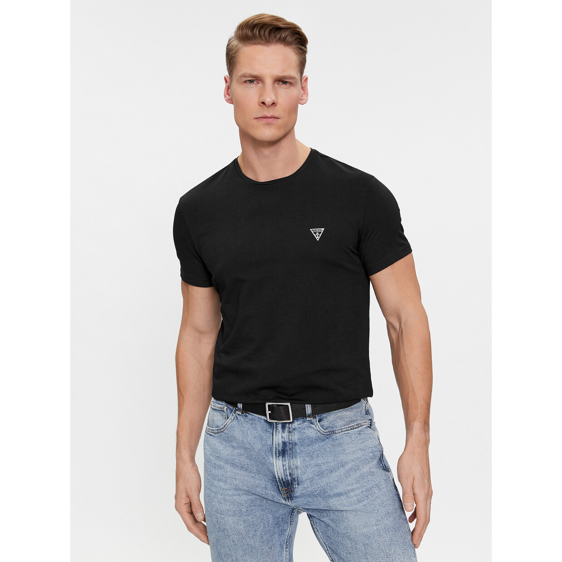 Guess Tricou Caleb U97M00 KCD31 Negru Slim Fit - Pled.ro