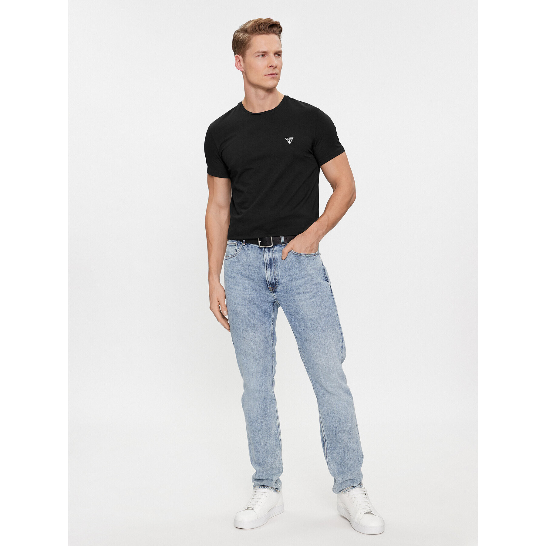 Guess Tricou Caleb U97M00 KCD31 Negru Slim Fit - Pled.ro