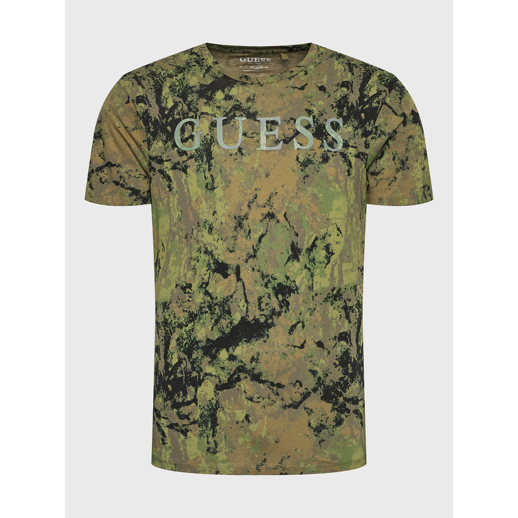 Guess Tricou Camo M2BI66 K9RM4 Verde Regular Fit - Pled.ro