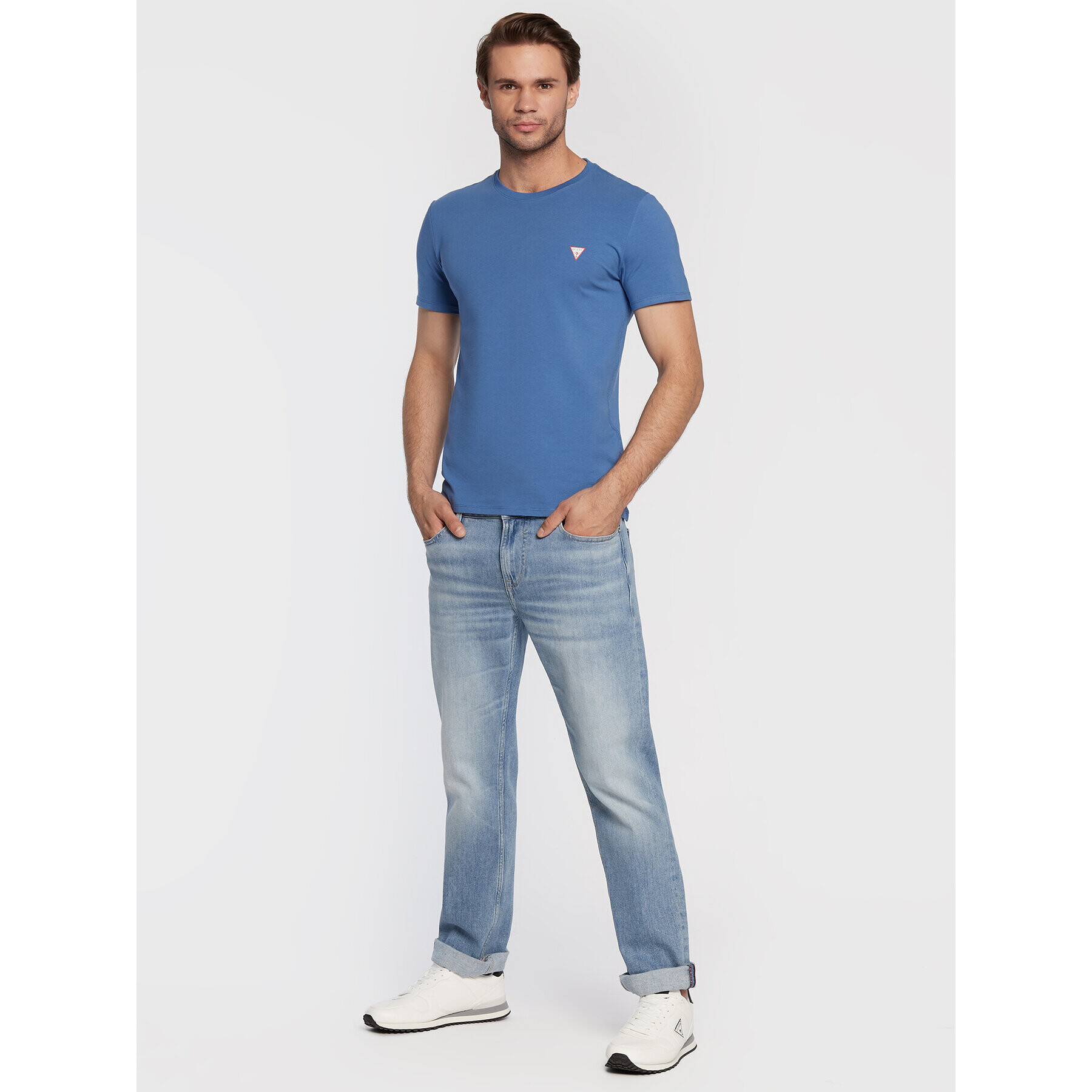 Guess Tricou Core M2YI24 J1311 Albastru Super Slim Fit - Pled.ro