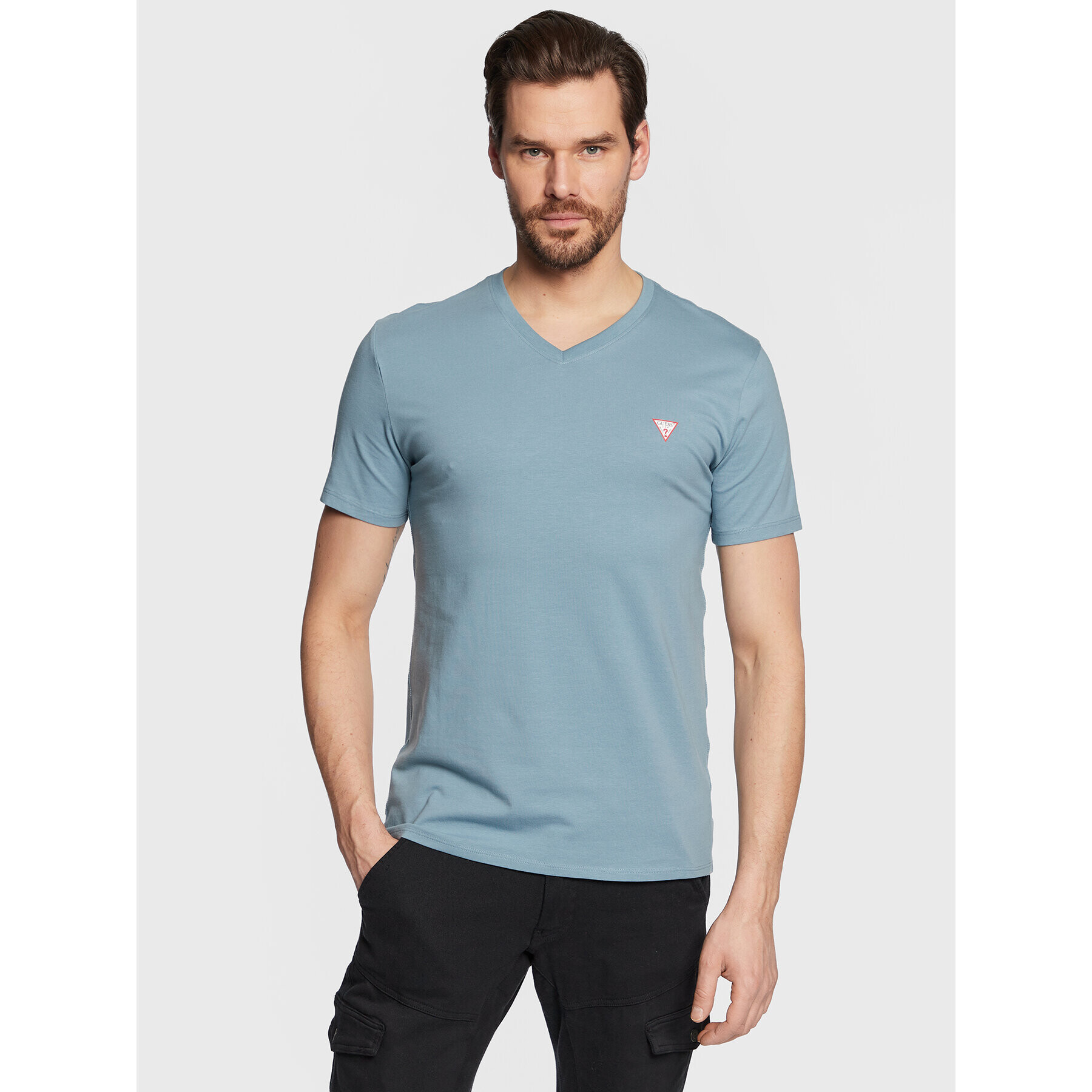 Guess Tricou Core M2YI32 J1311 Albastru Slim Fit - Pled.ro